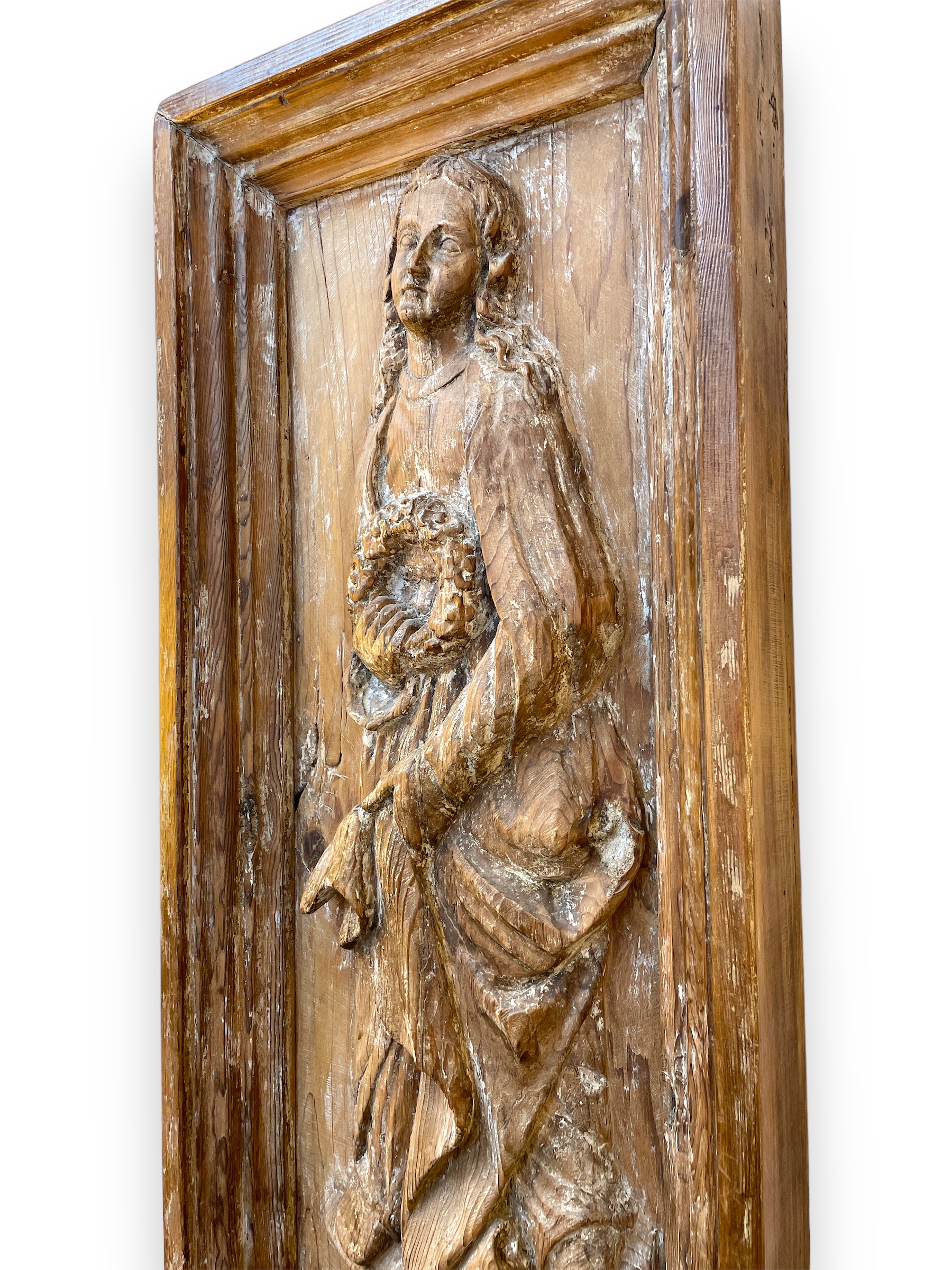 Framed carved wooden plaque 