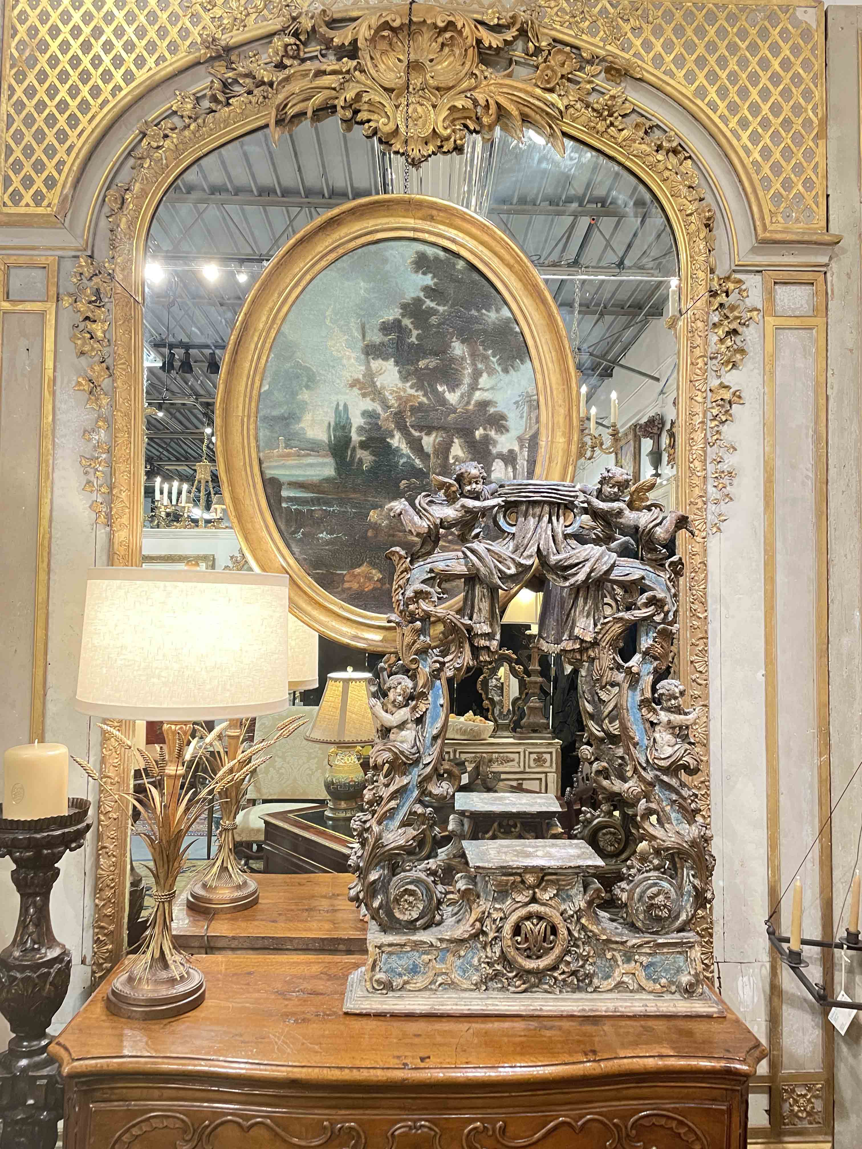 French carved polychrome display stand