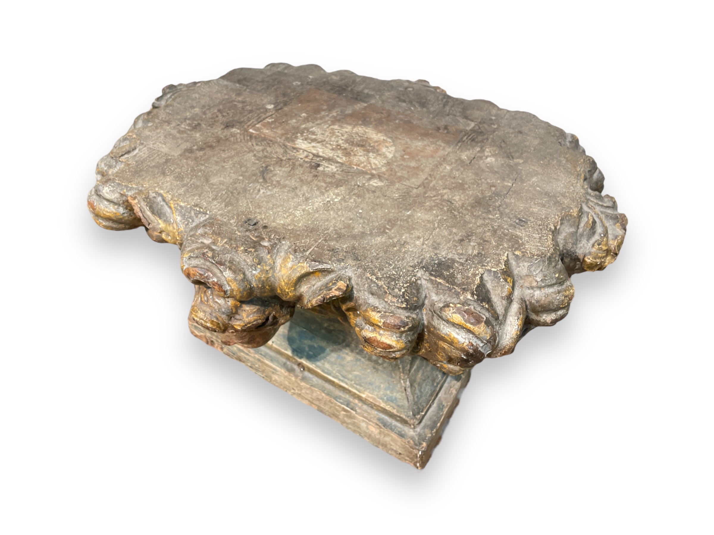 Carved Italian polychrome plinth
