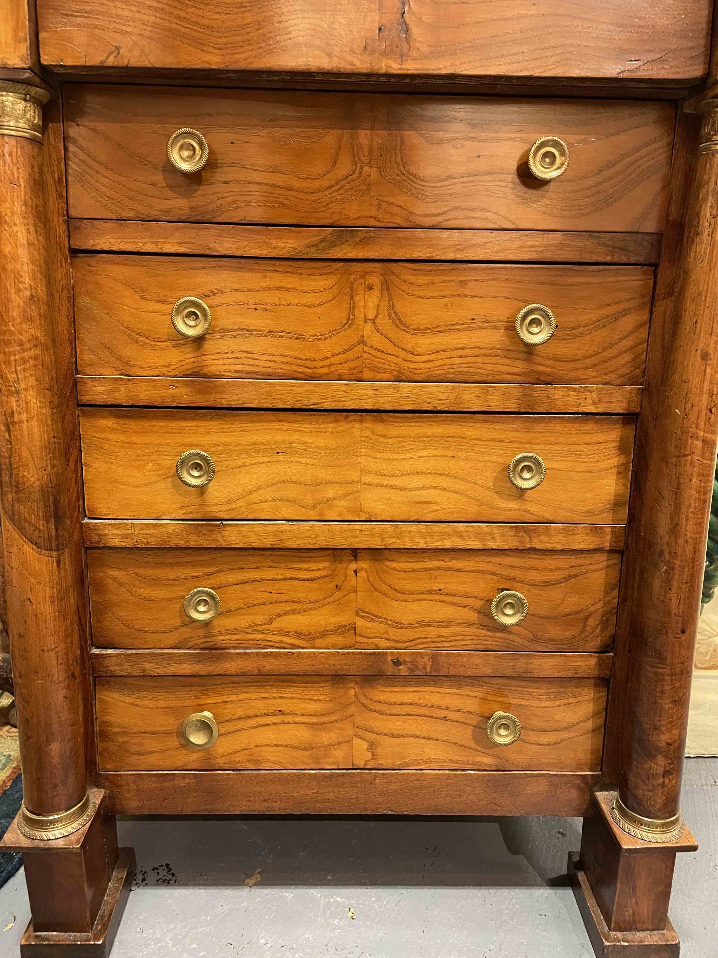 Empire gilt bronze walnut diminutive chest
