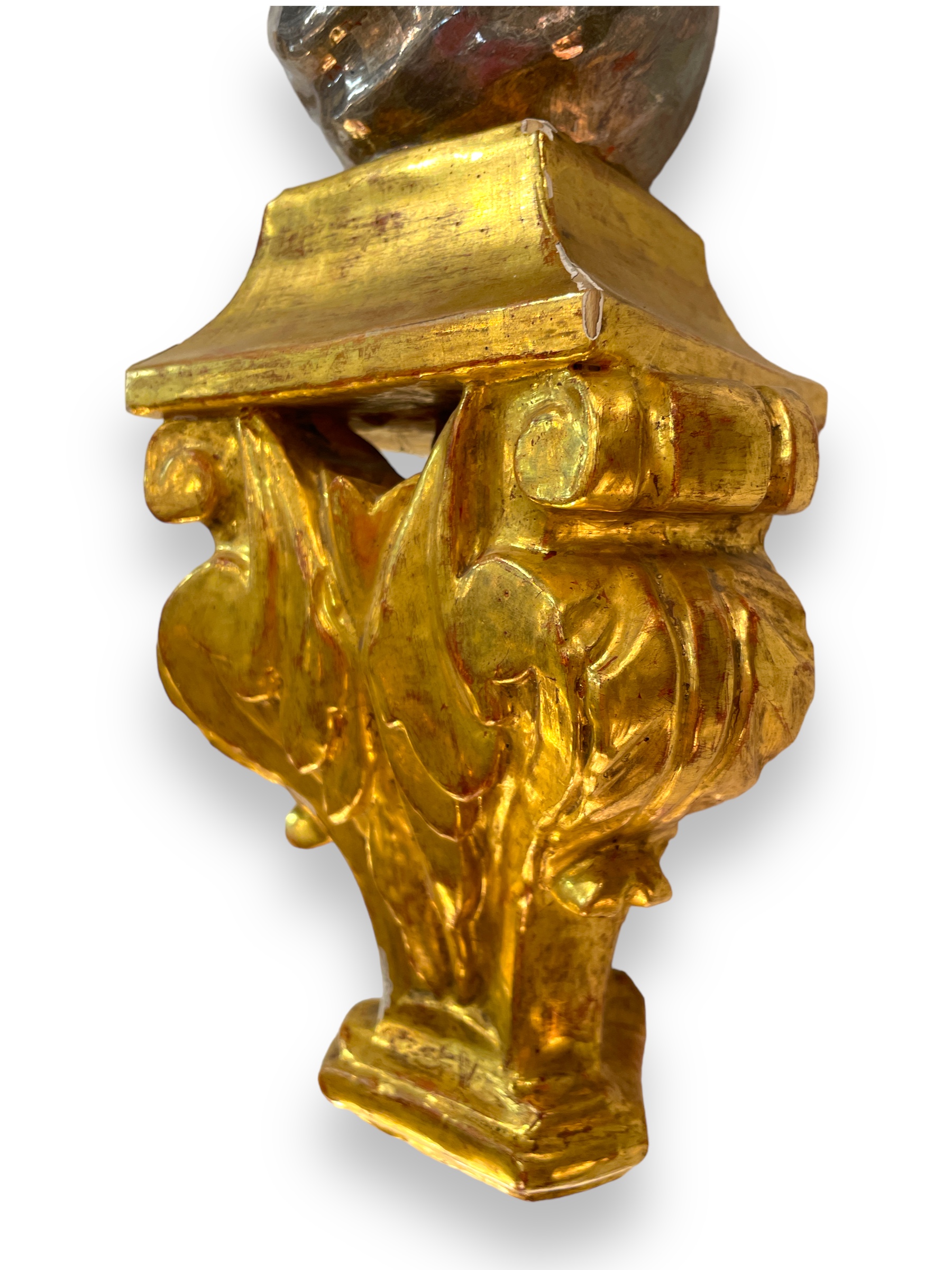 Polychrome and parcel gilt Italian saint