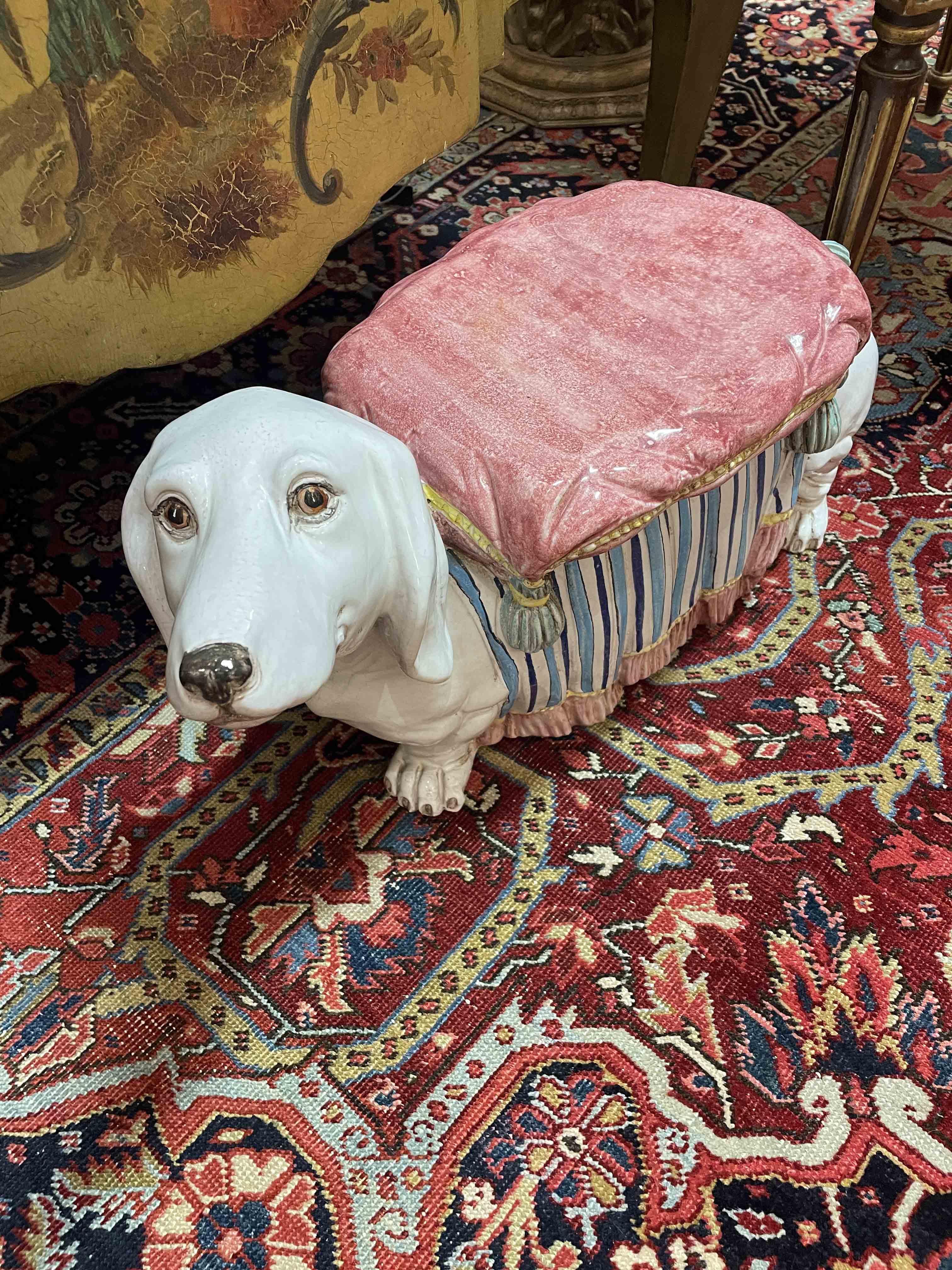 Ceramic dachshund footstool