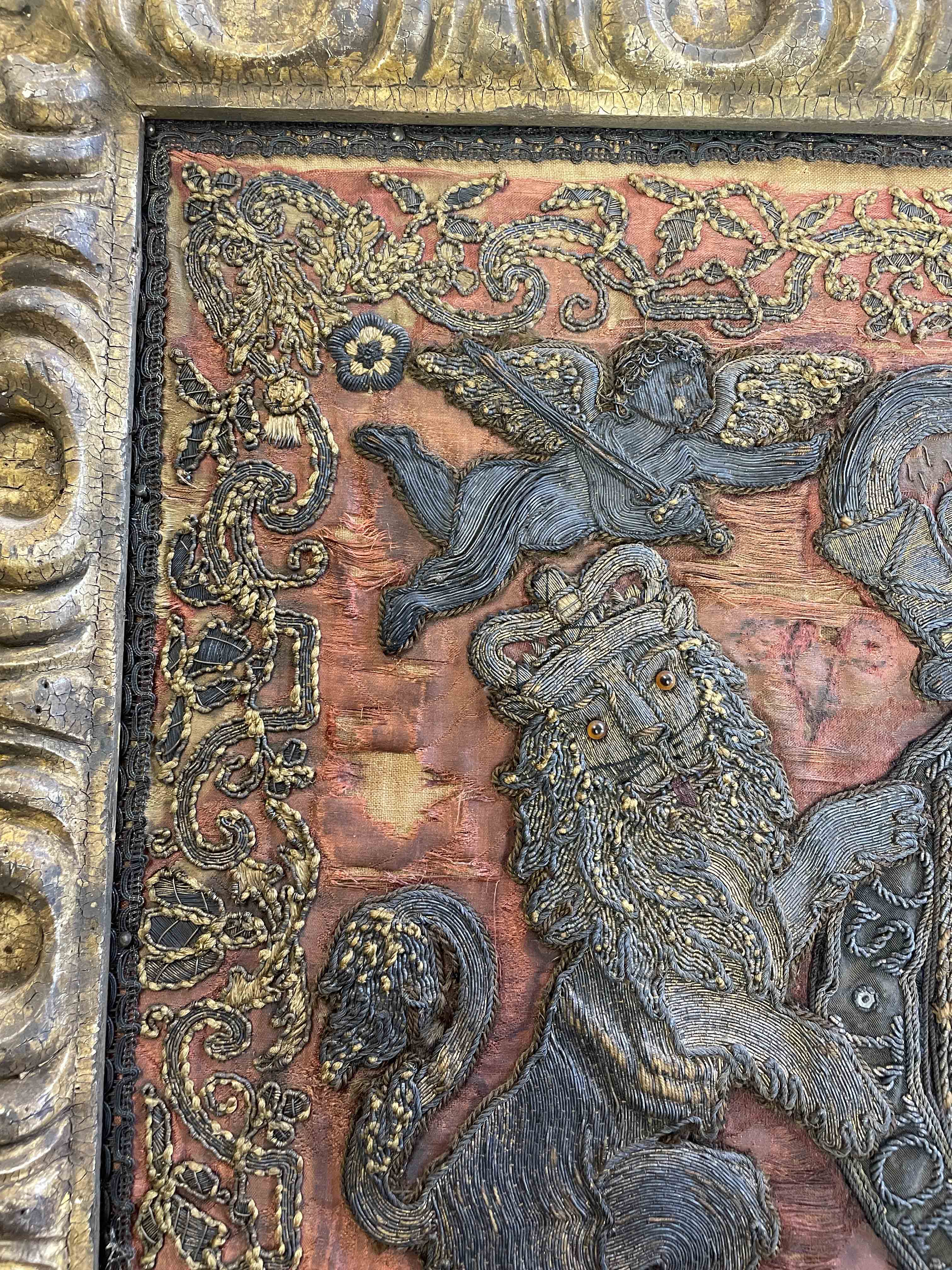 British coat of arms in needlework