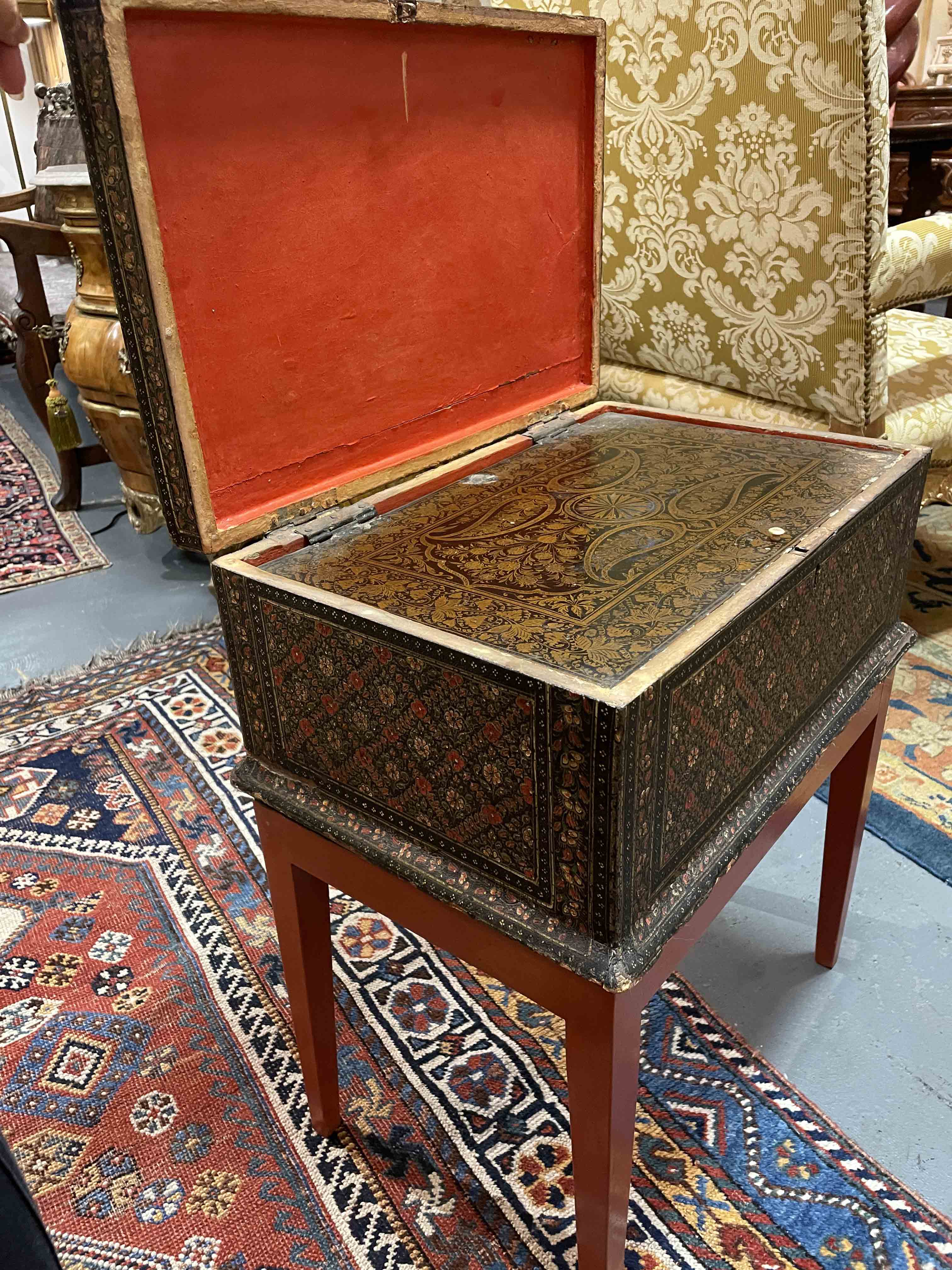 Papier mache and painted 19th C box