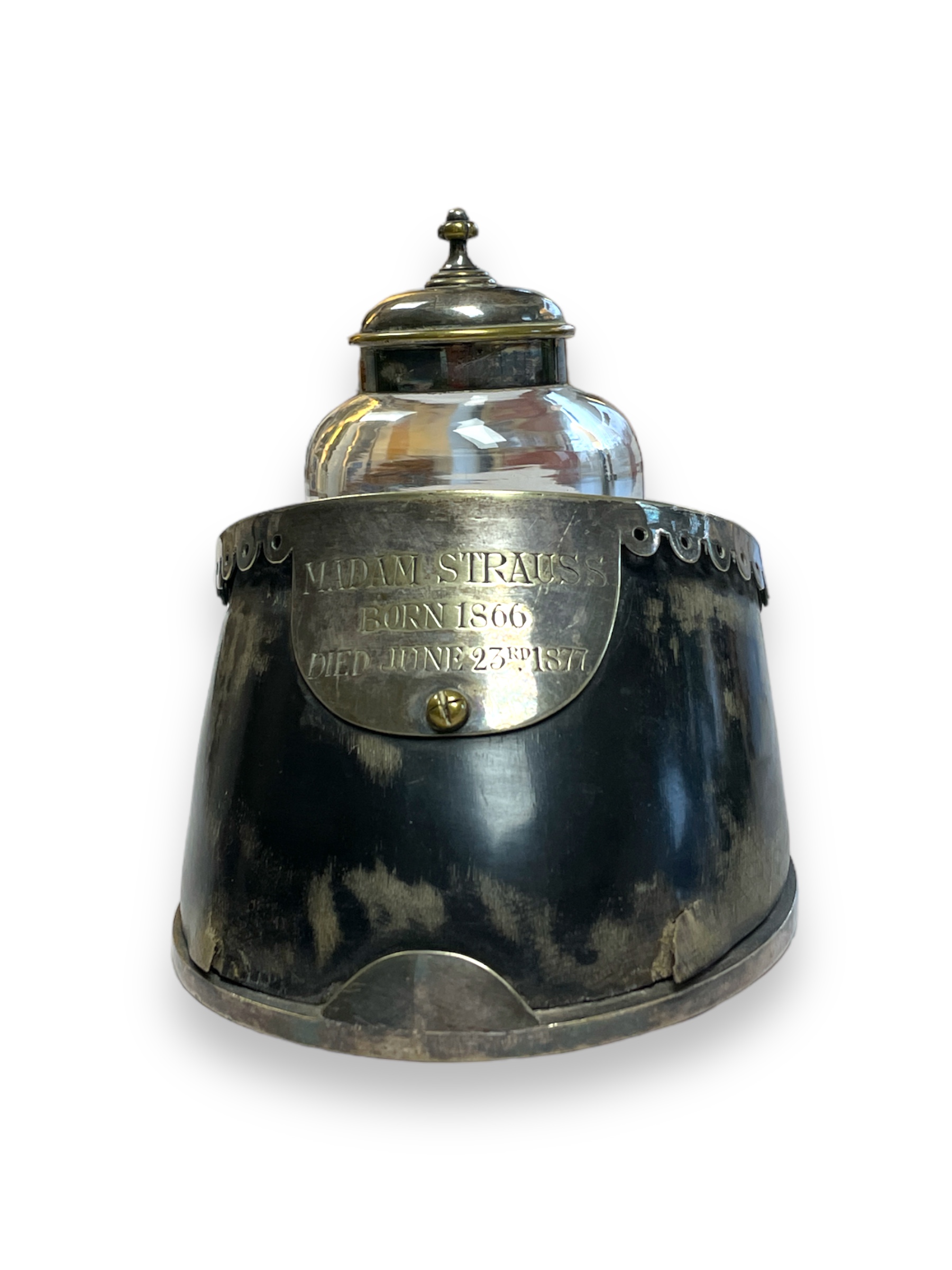 Silver horse hoof inkwell