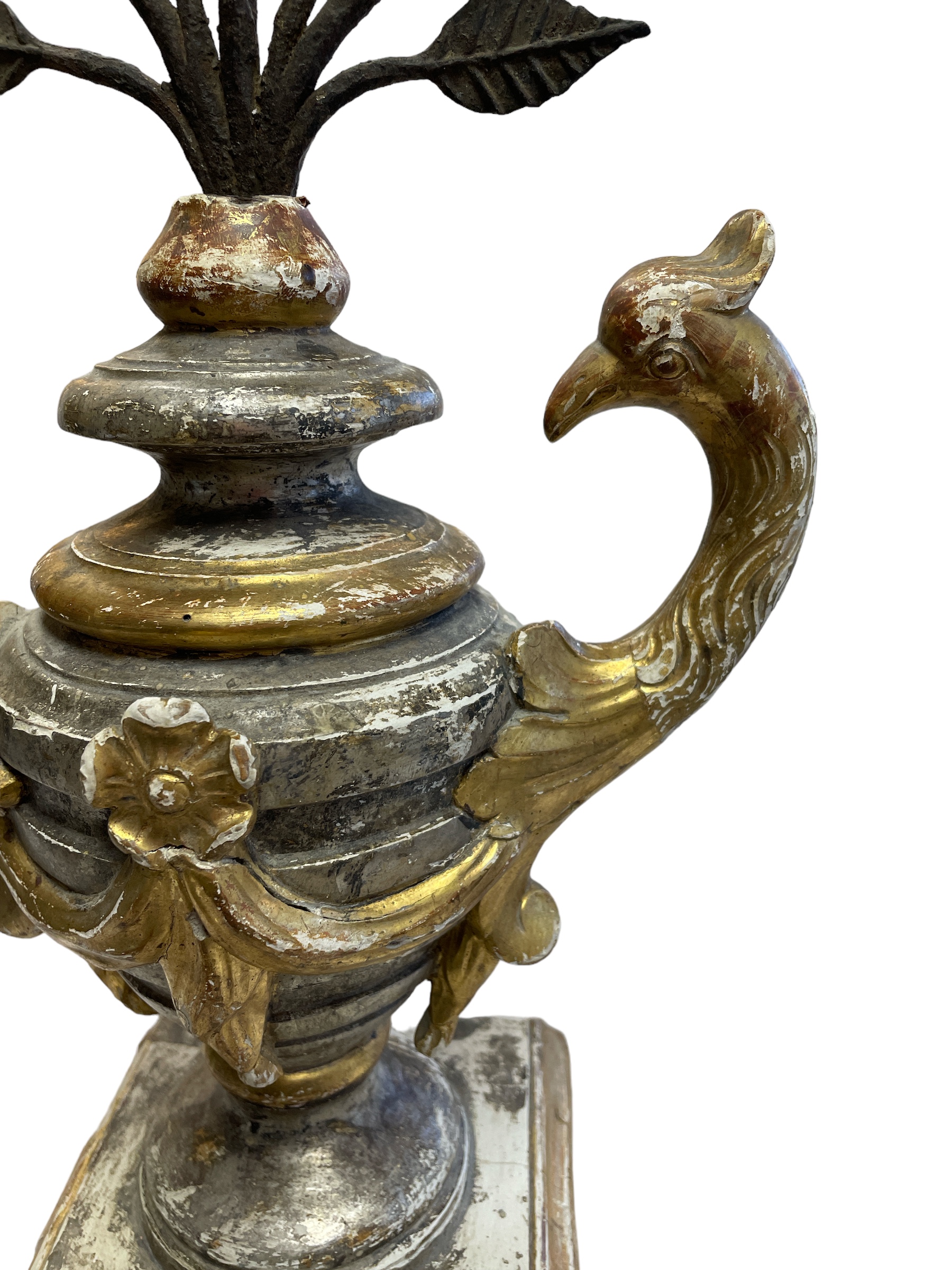 Italian silver gilt & polychrome girandoles