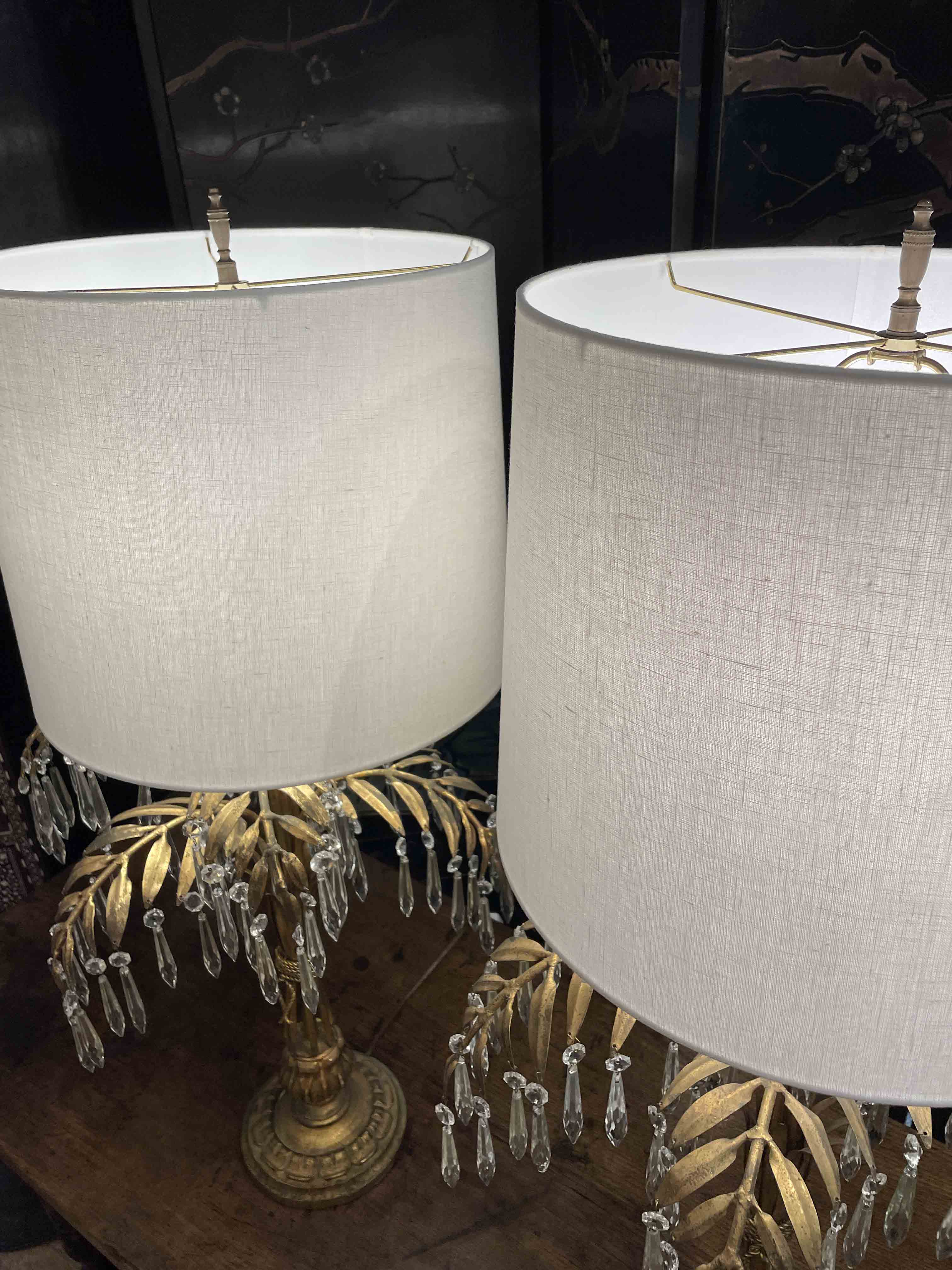 Pair of gilt sheaf of wheat lamps