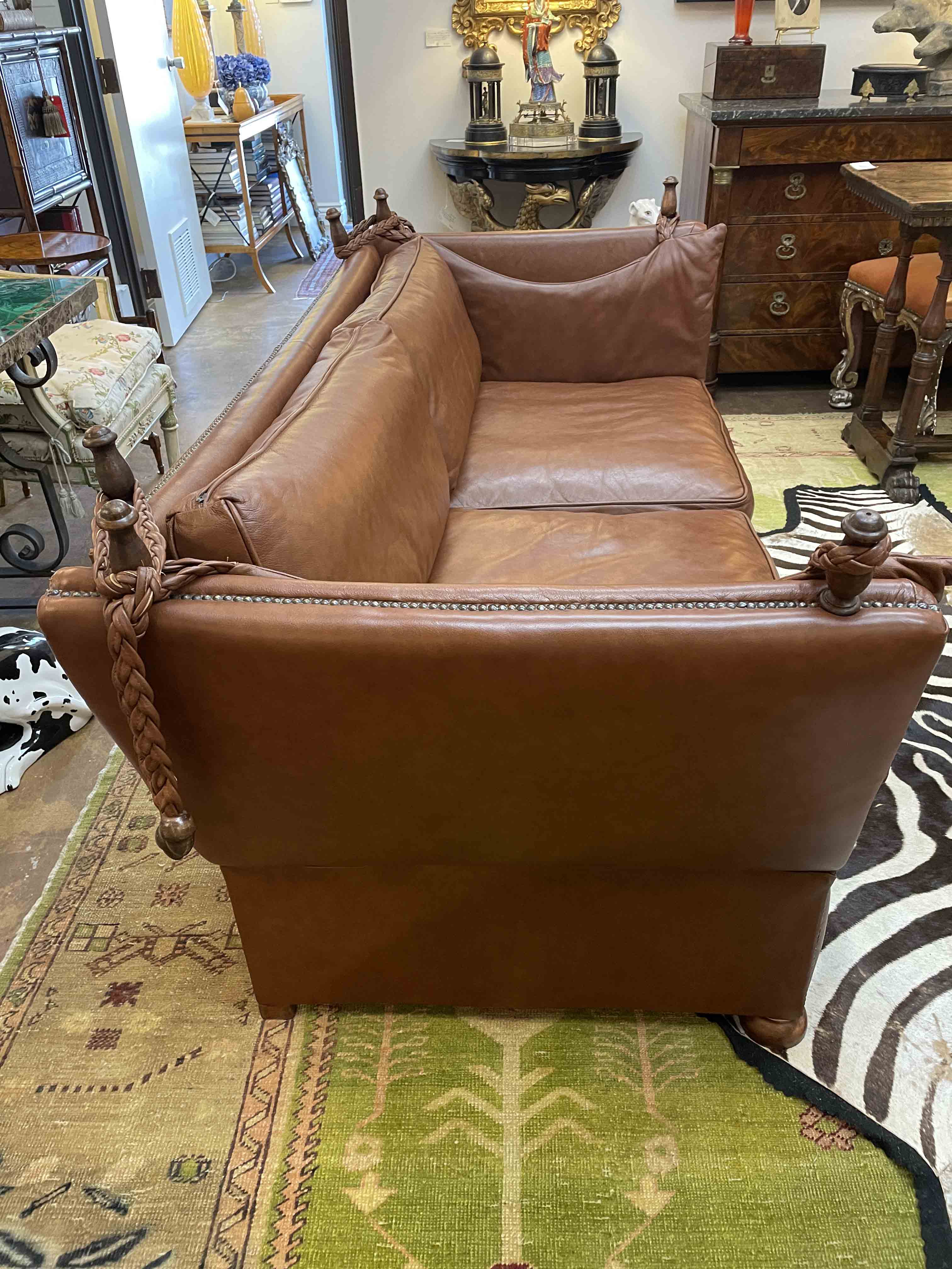 Leather Knoll-style sofa