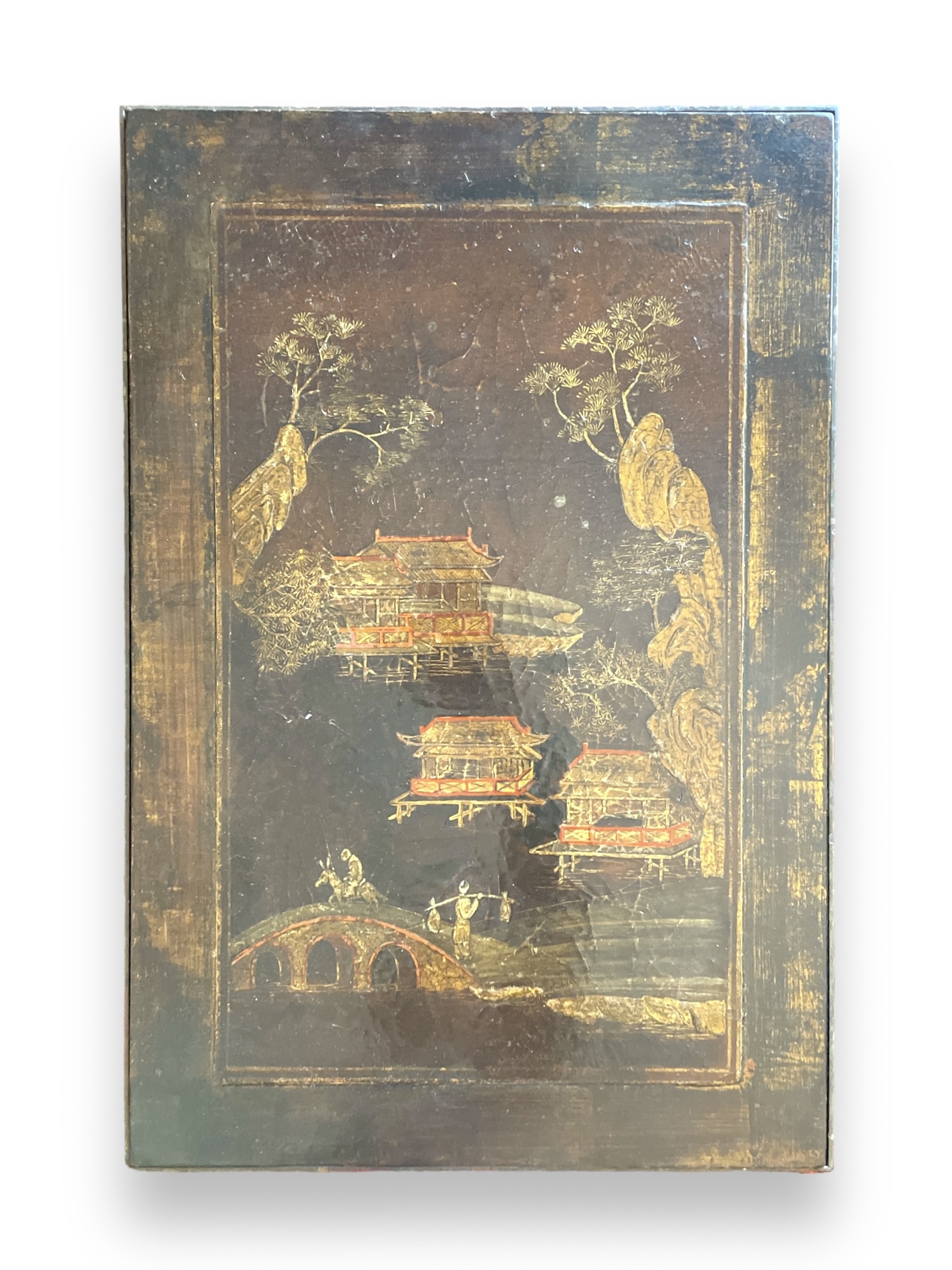 Chinoiserie lacquered top side table