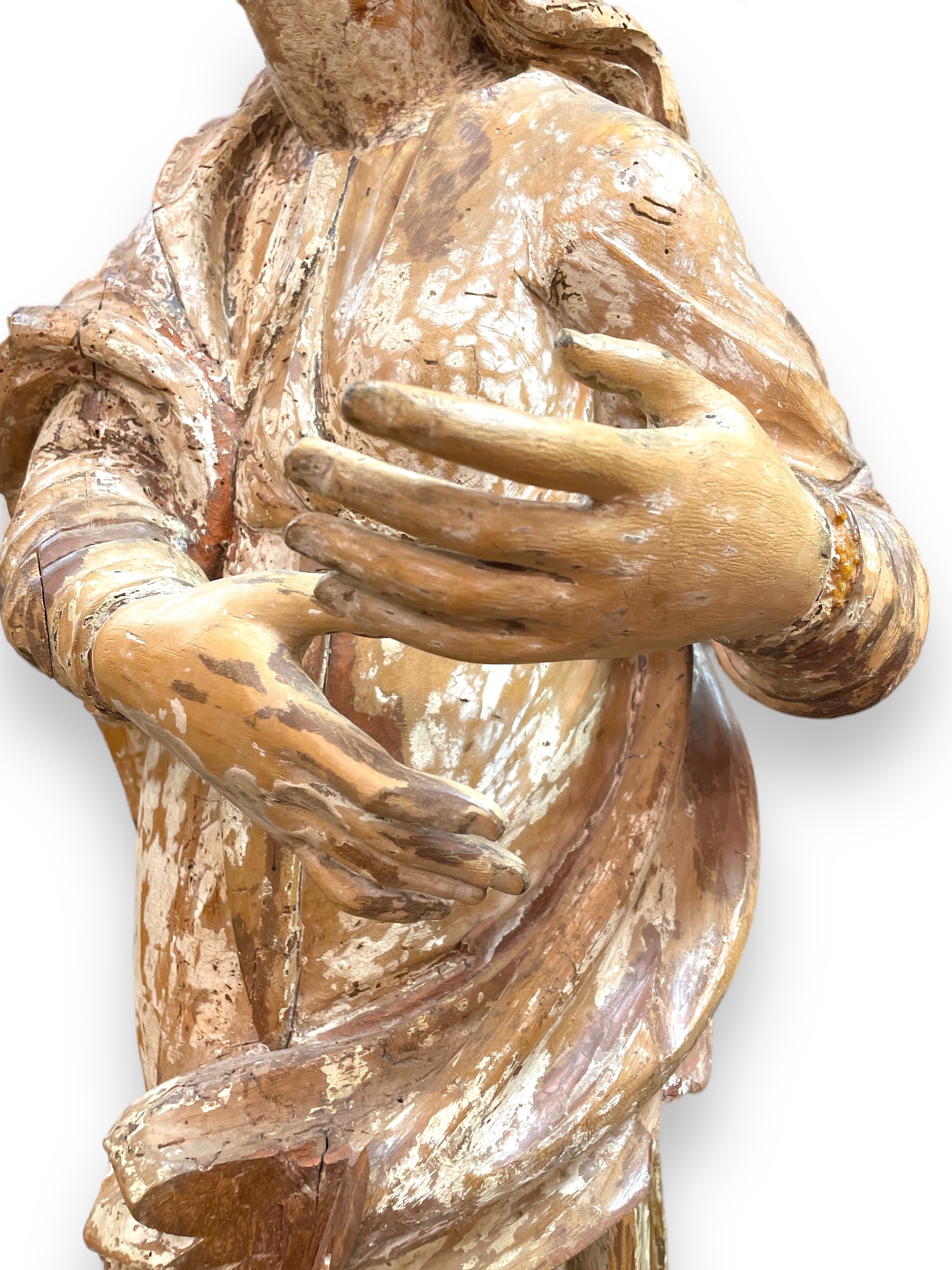 Carved wood figure of a woman