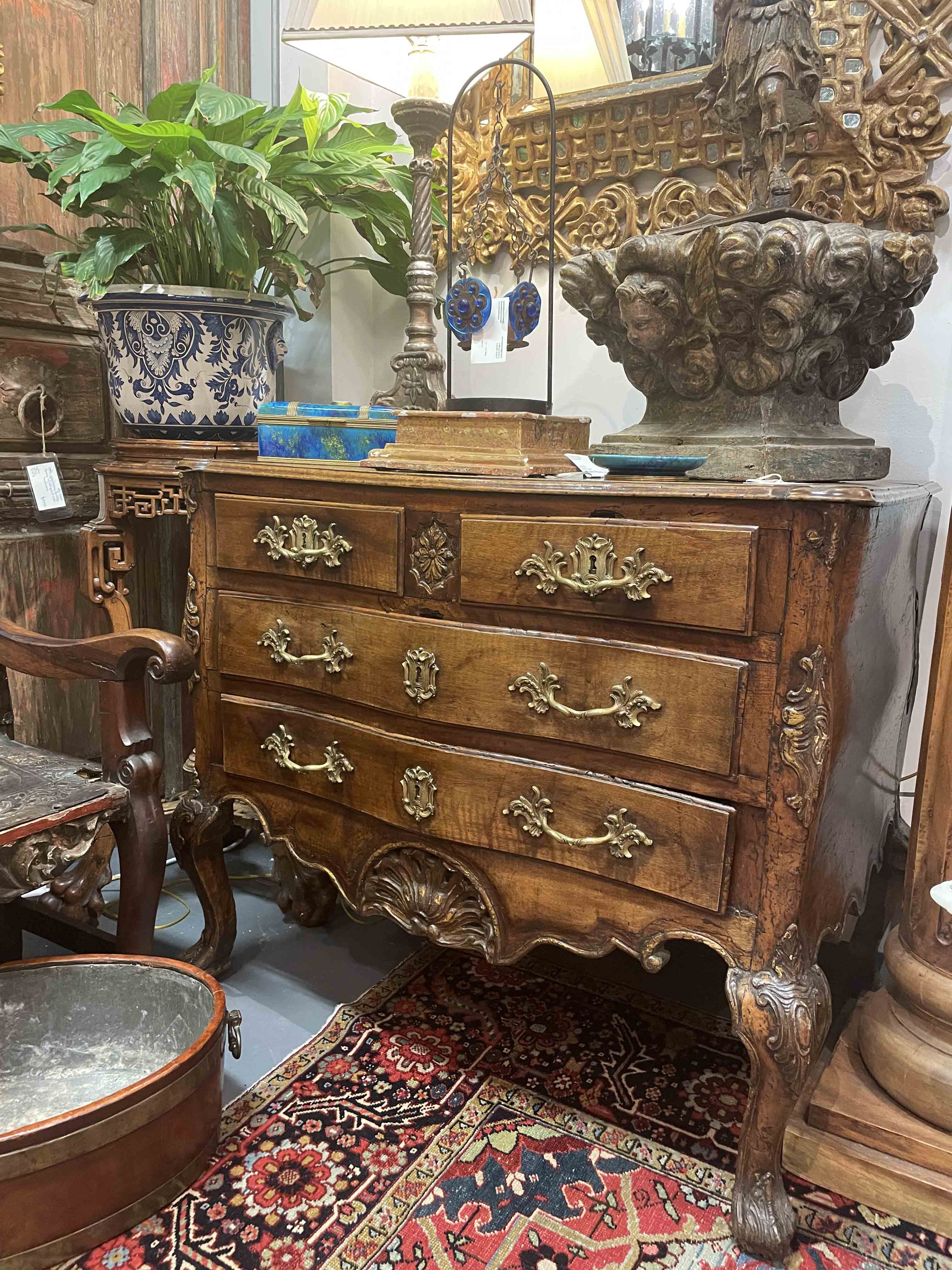 Portuguese walnut serpentine commode 