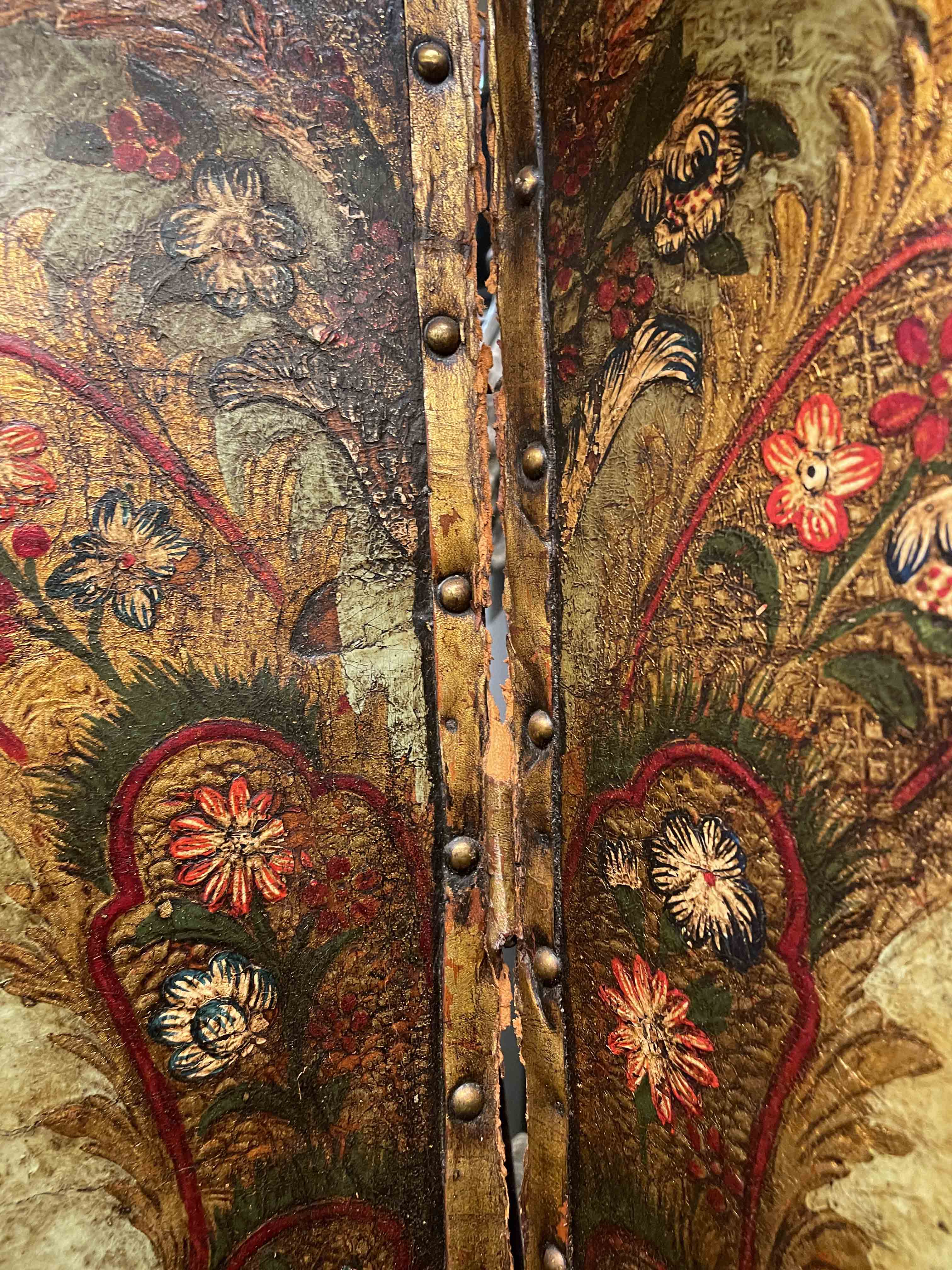 Dutch painted leather screen