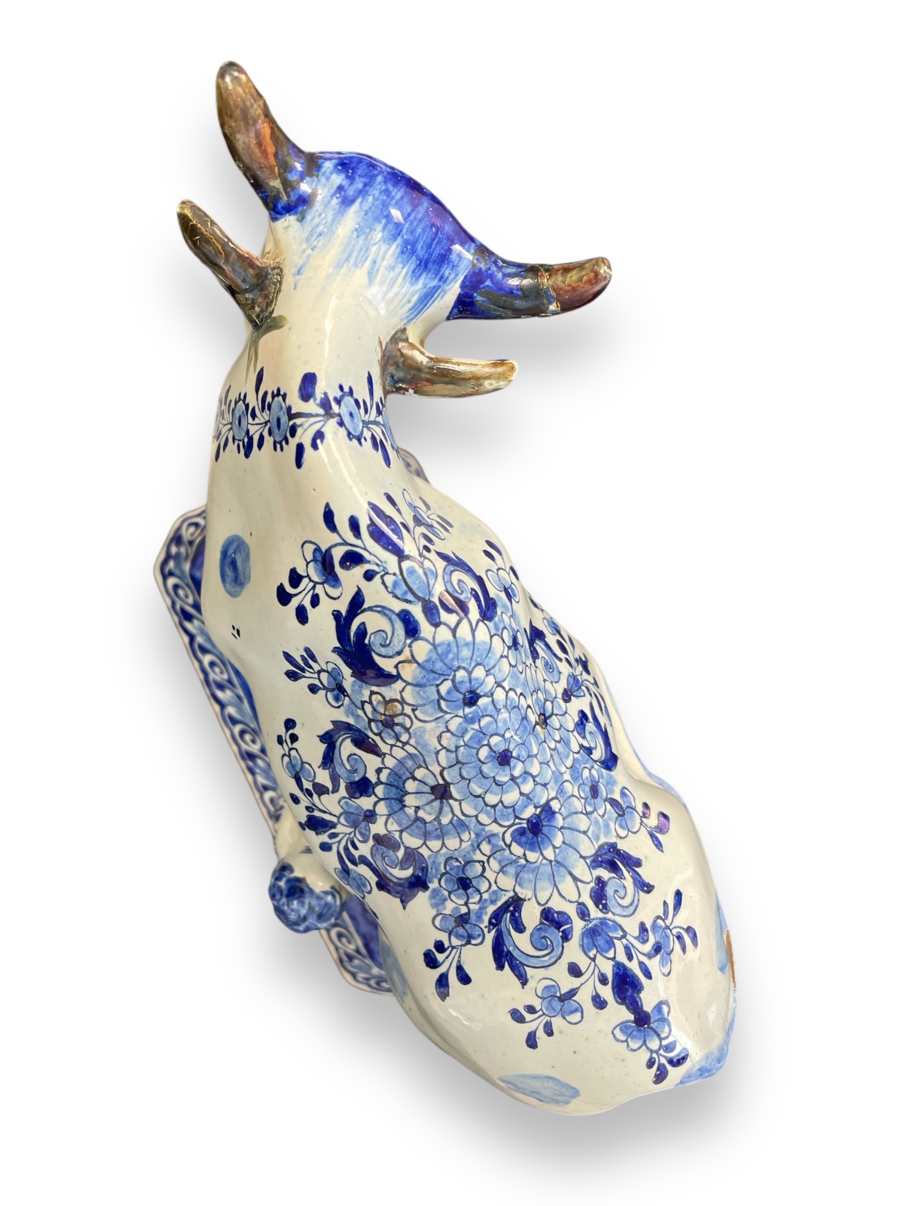 Dutch Delft model of cow and milkmaid 