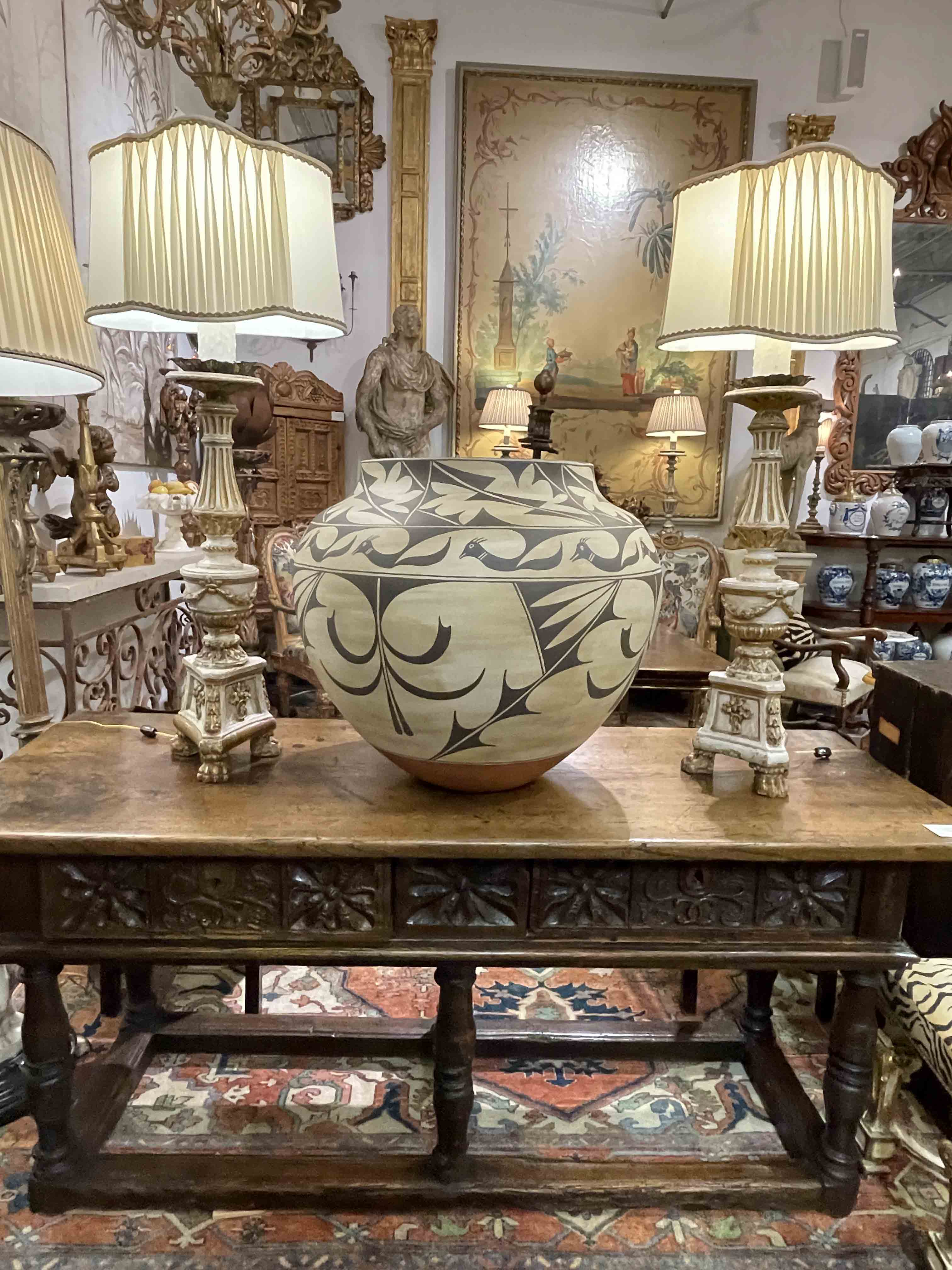 Monumental painted earthenware olla