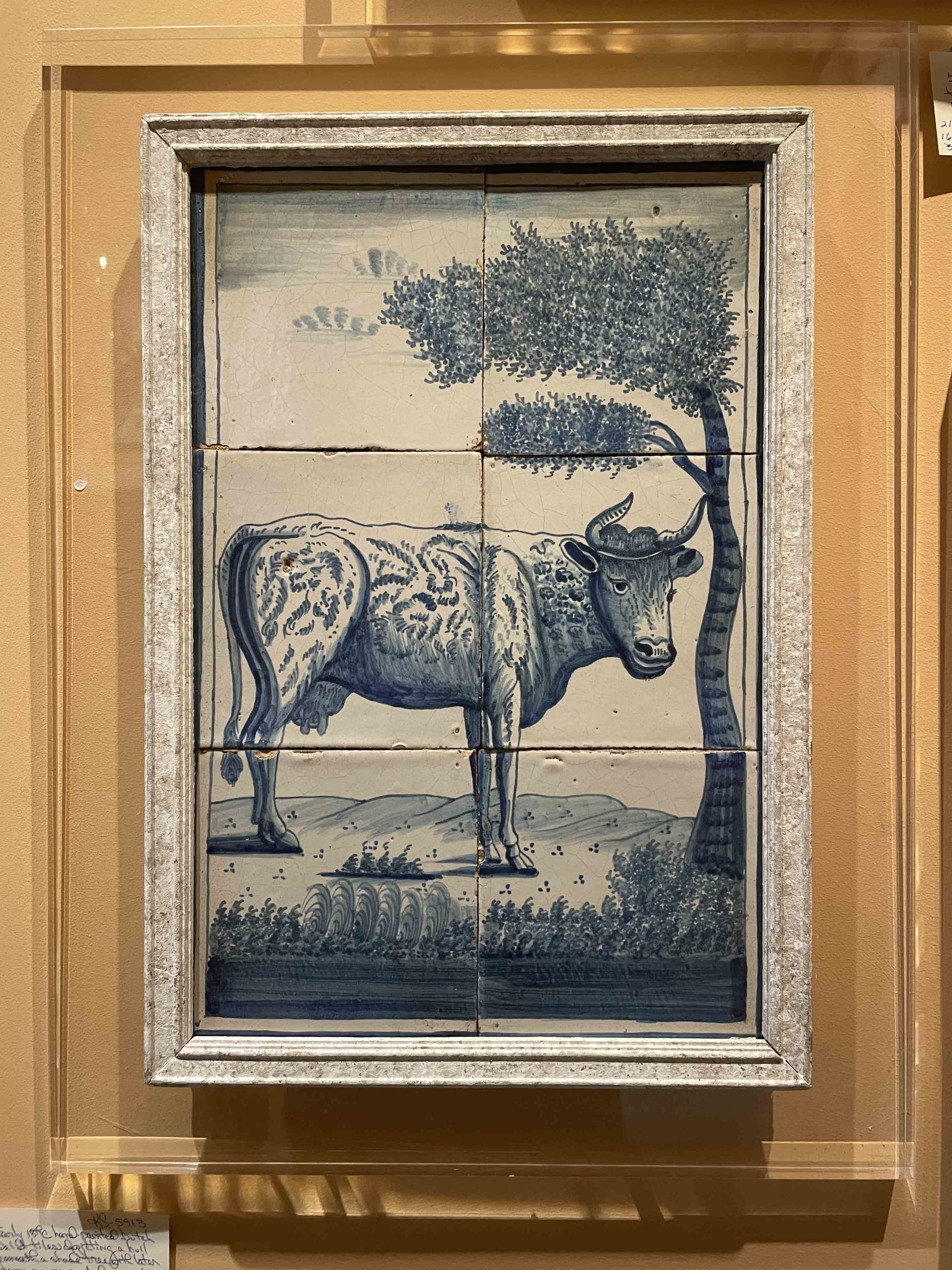 18th C tiles depicting a picture of a bull