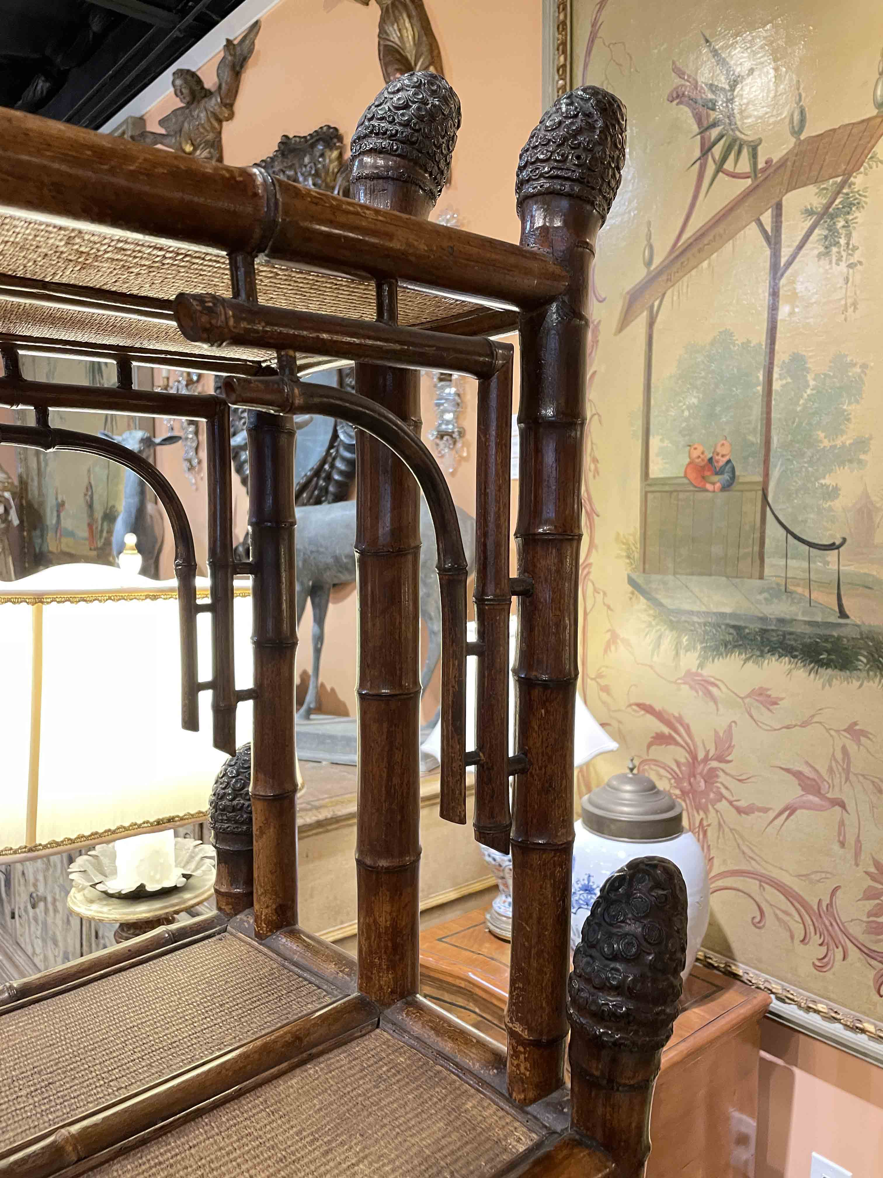 English bamboo and lacquer bookcase