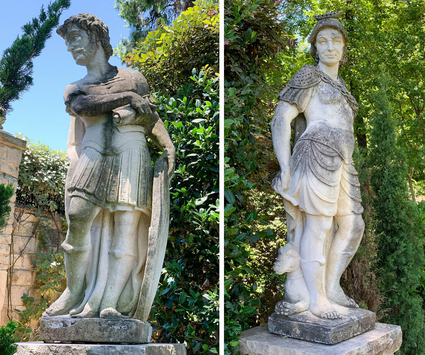 Limestone statute in the form of a Roman soldier