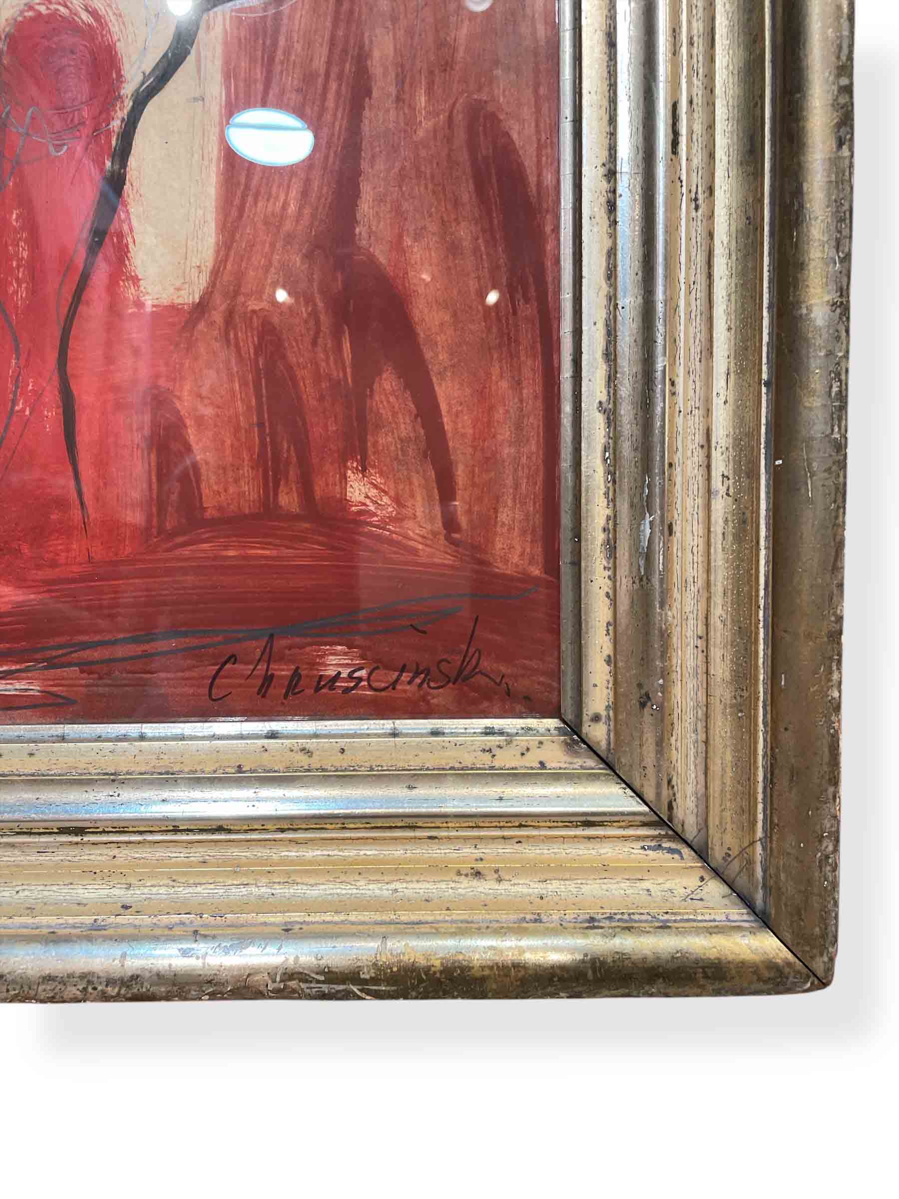 Mid-century Chruscinski painting in 19th C frame