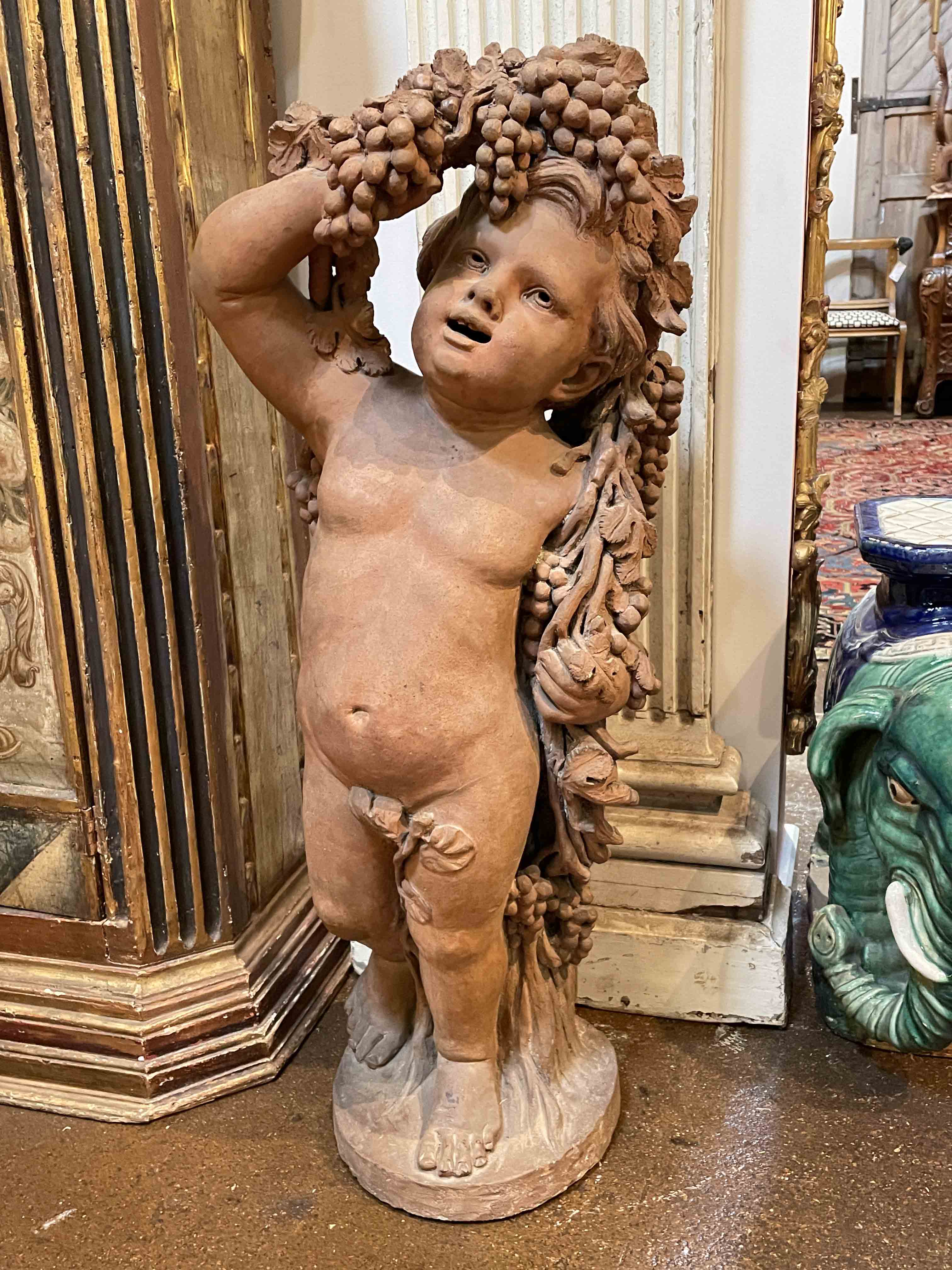 18th C Italian terra cotta putto fountain