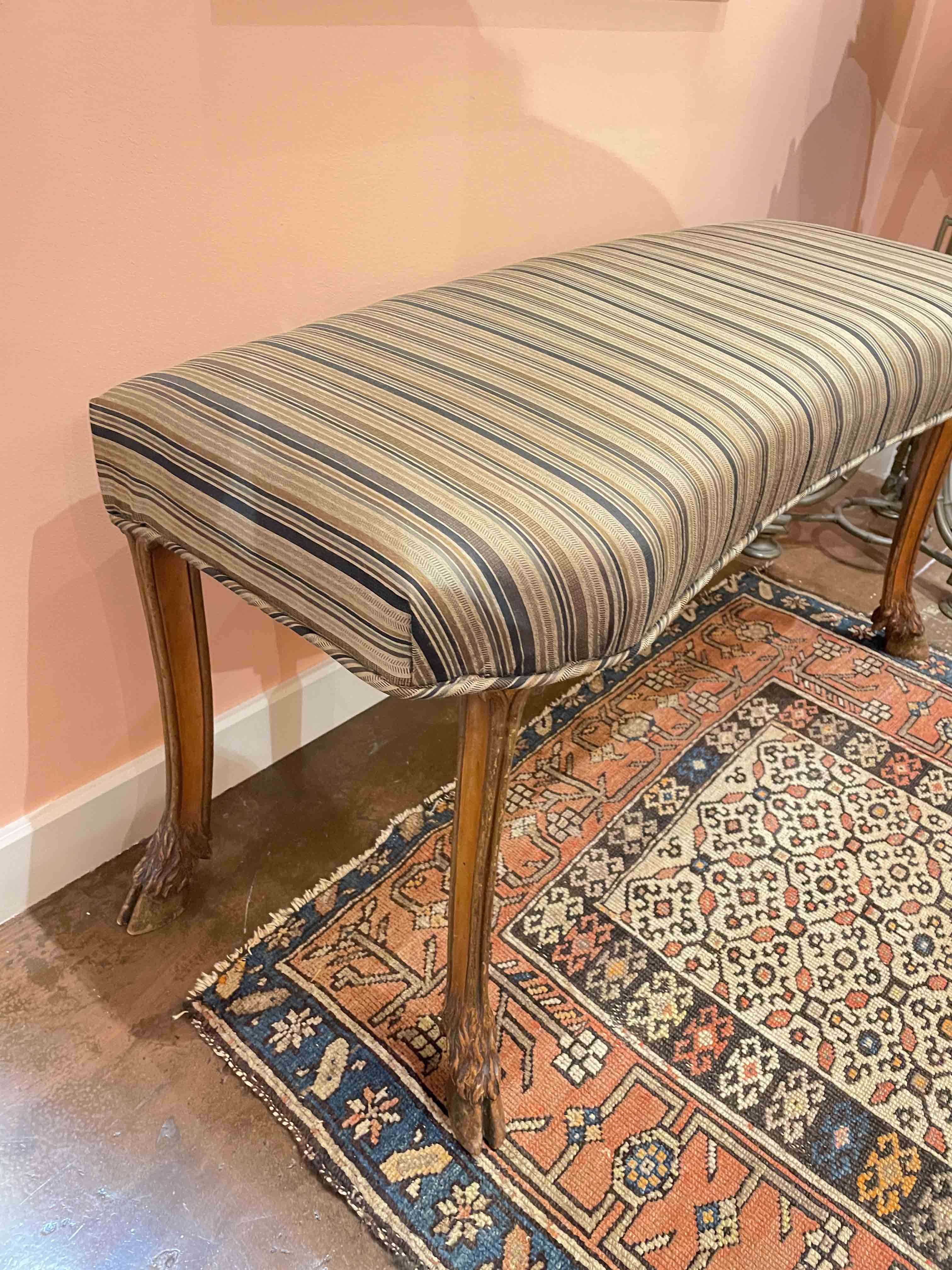 Pair of Italian kidney- shaped upholstered stools