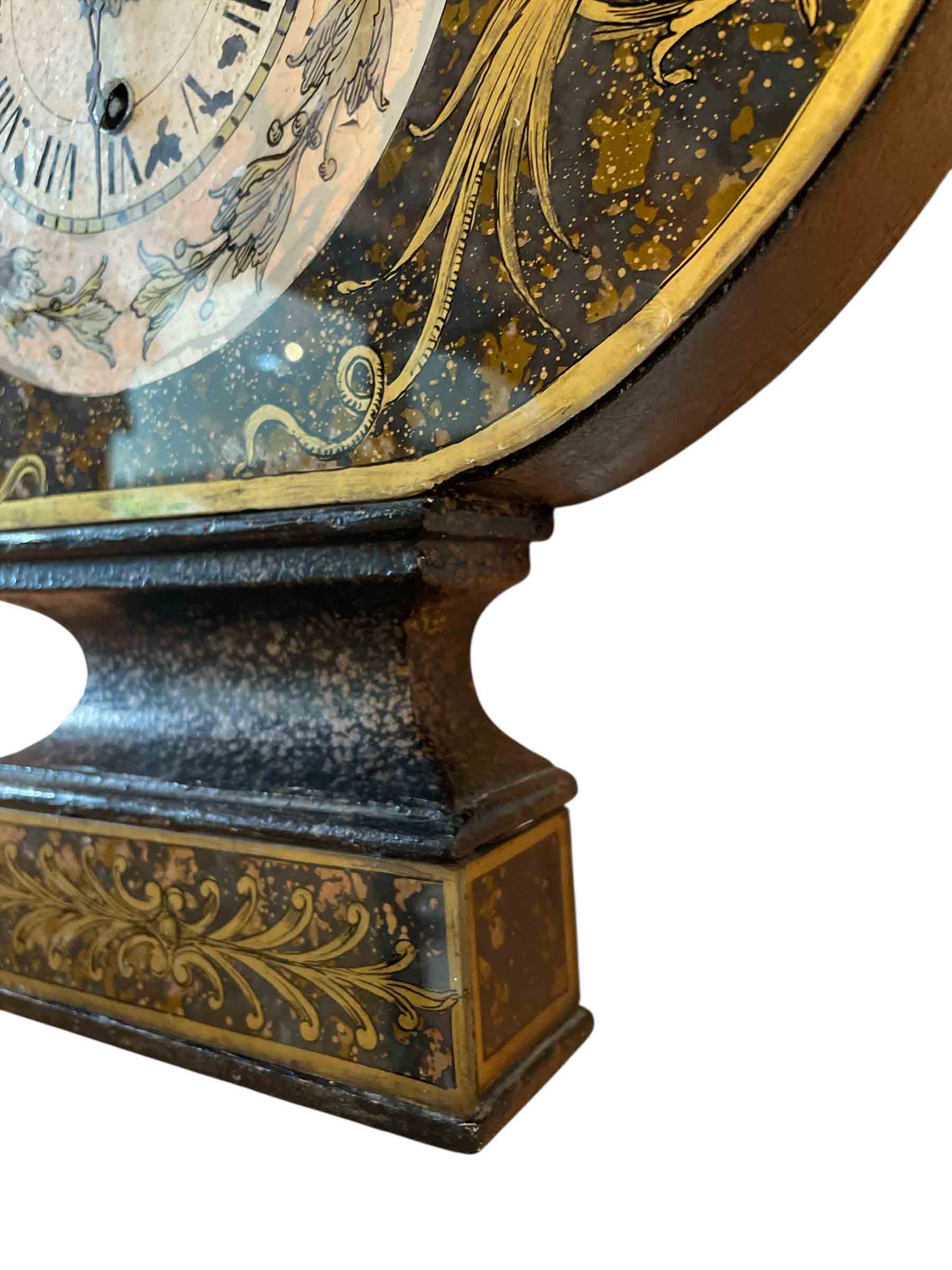 French eglomise clock shaped as lyre