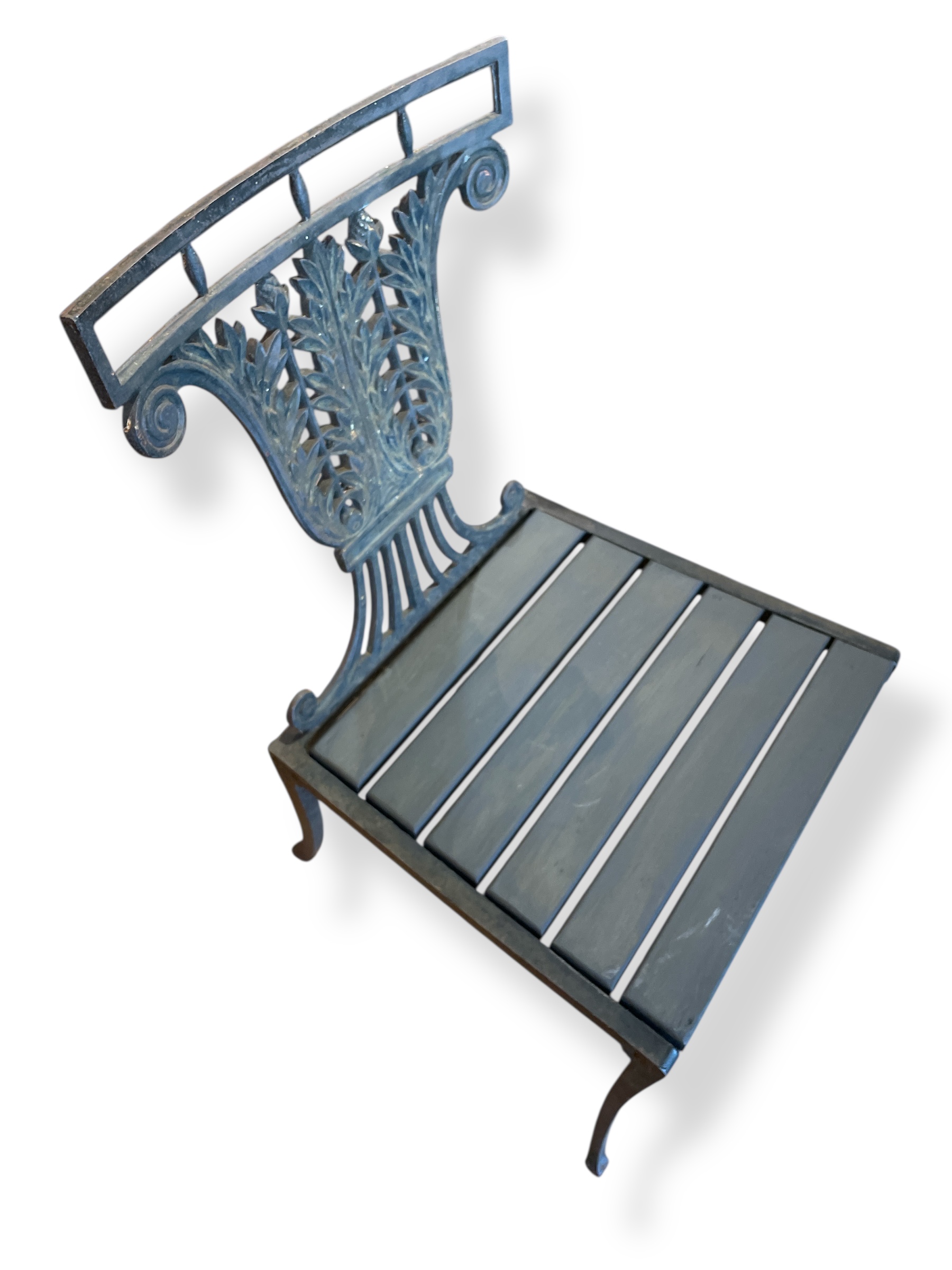 Pair of English Regency wrought iron side chairs 