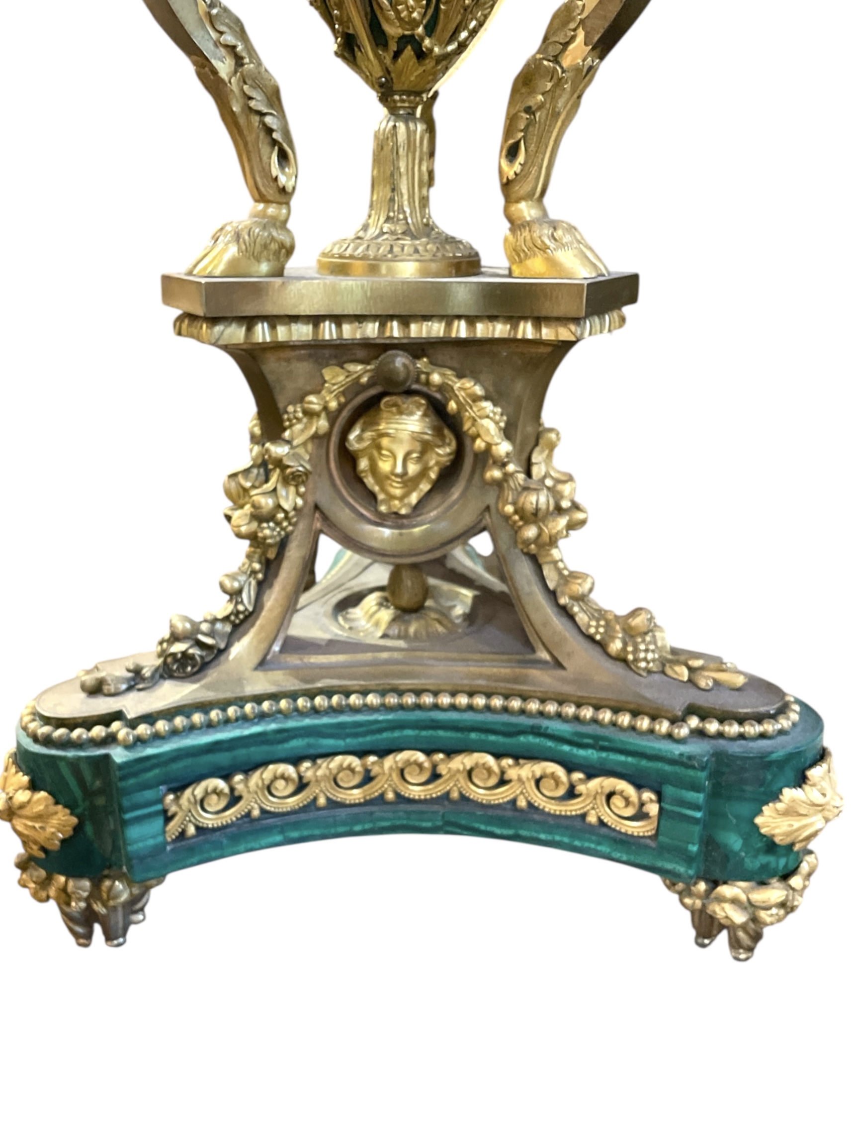  Pair of French gilt bronze & malachite gueridons