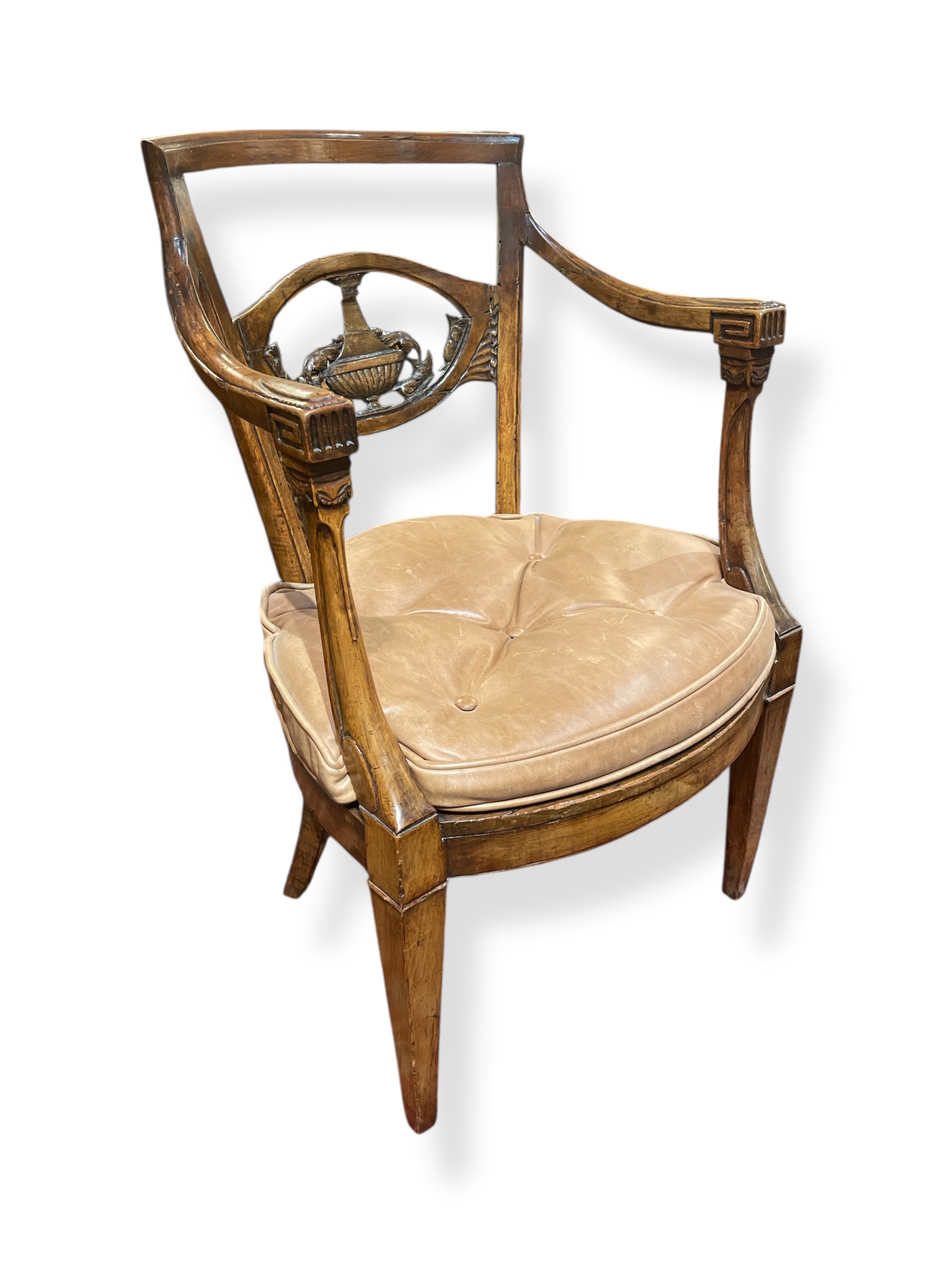French arm chair w/ leather cushion