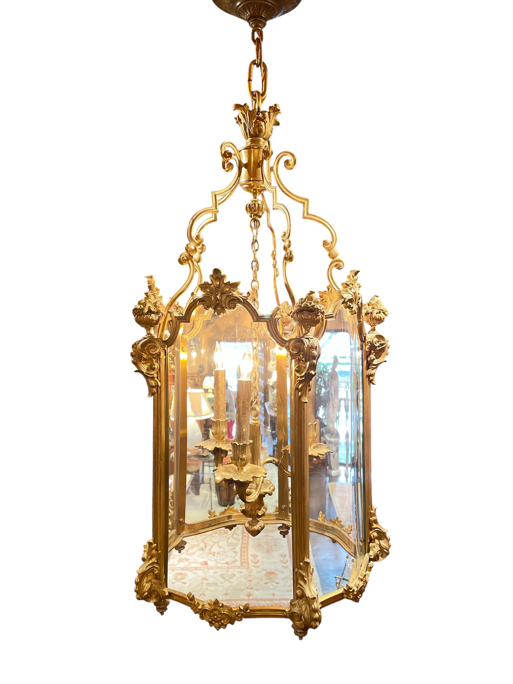 Louis XVI style gilt bronze hall lantern