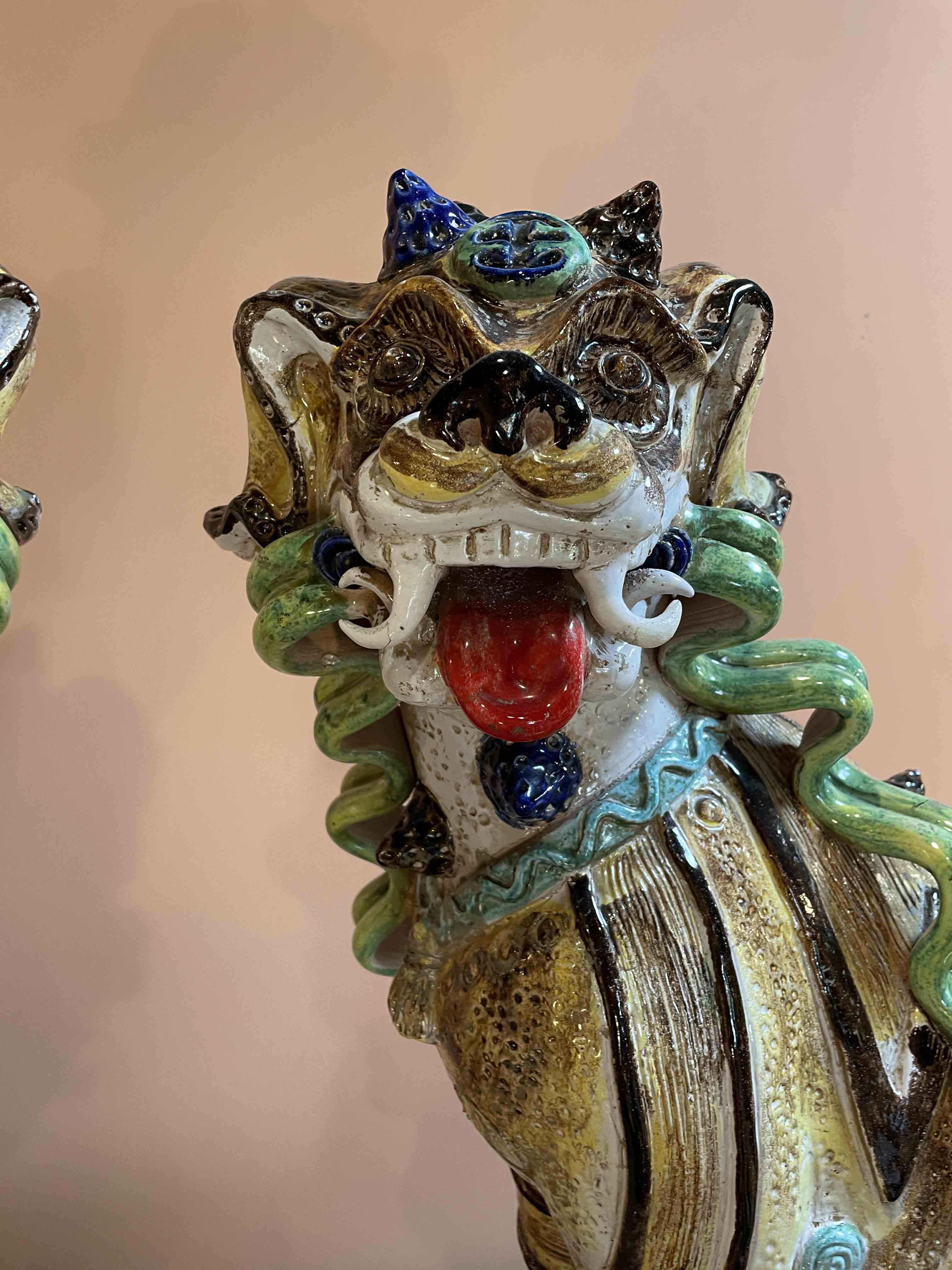 Pair of mid-century Italian ceramic foo lions
