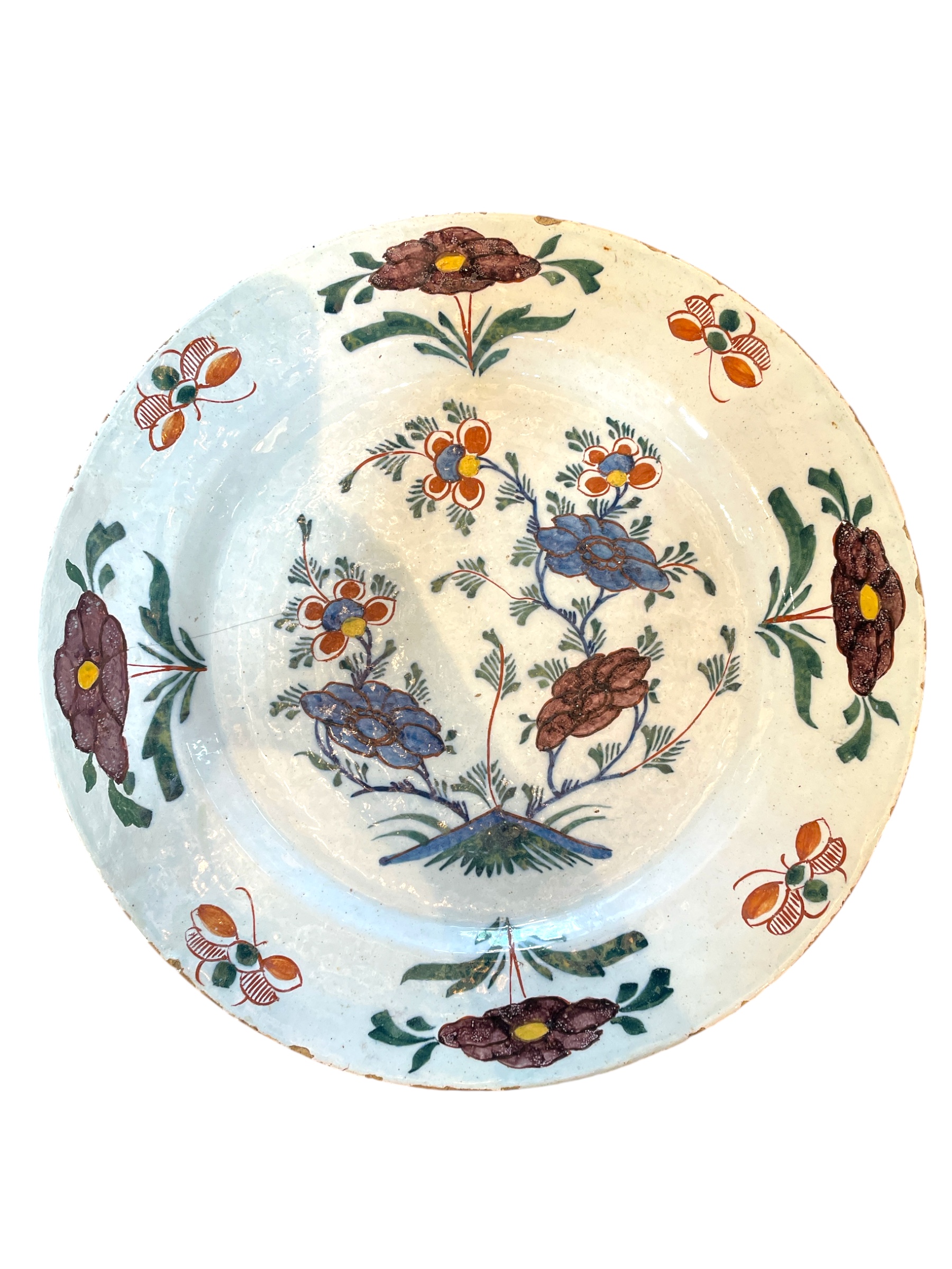 18th C English polychrome Delft charger