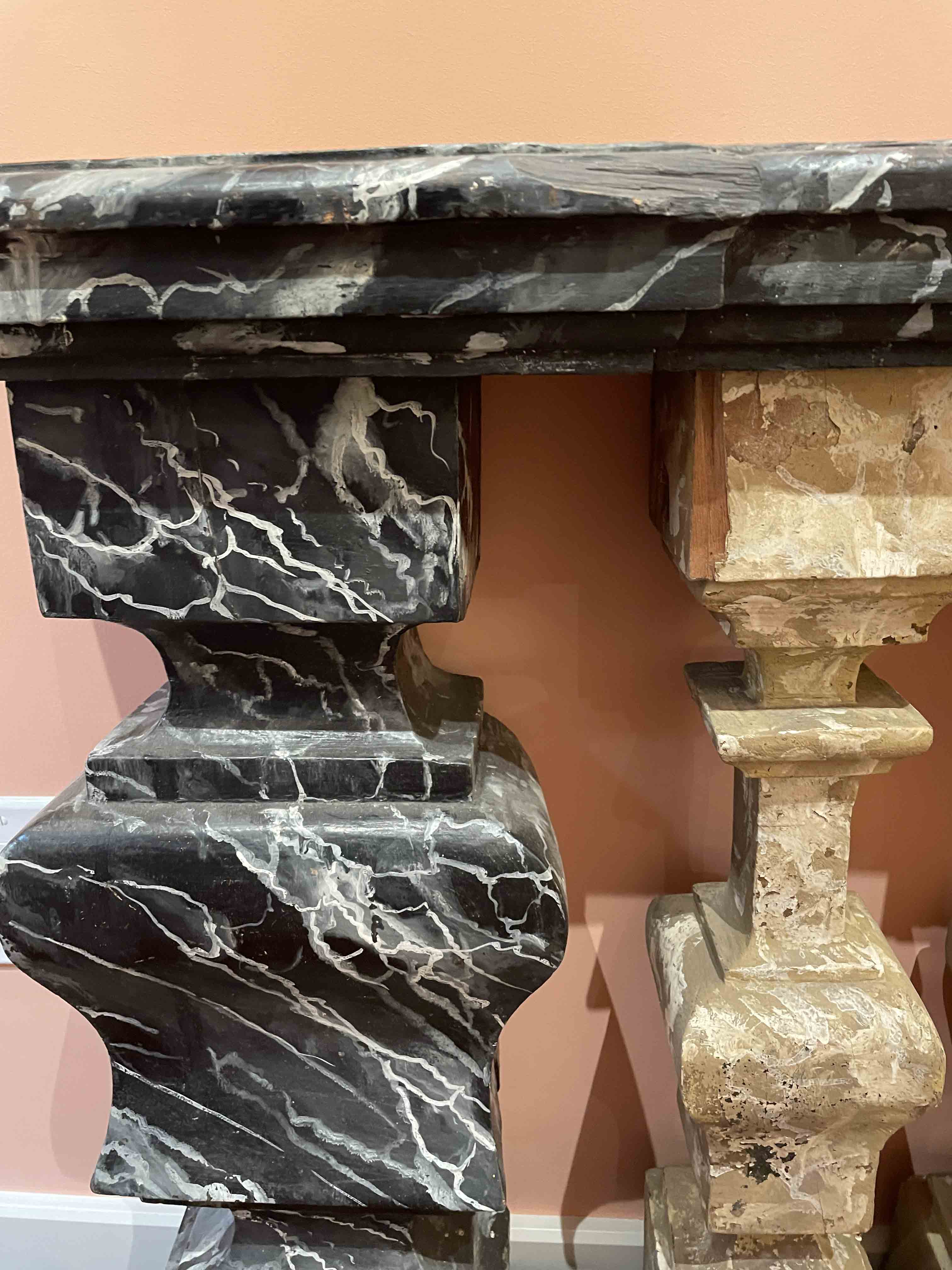 Pair of carved wooden railing