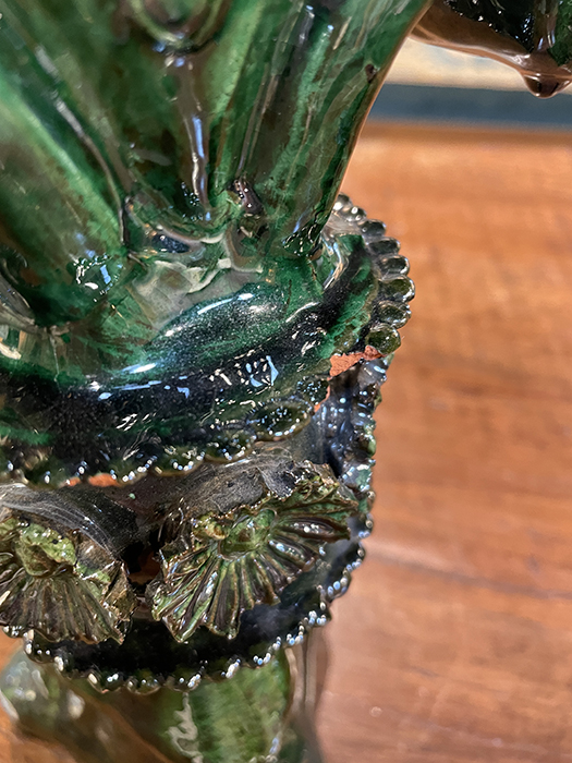 Two green glazed Michoacan candlesticks