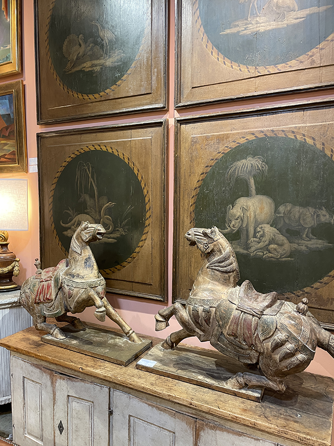 Pair of decorative Asian style horses