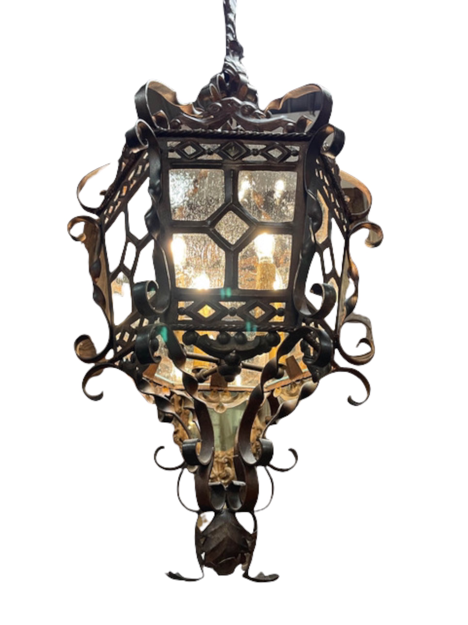 Hand-wrought iron lantern