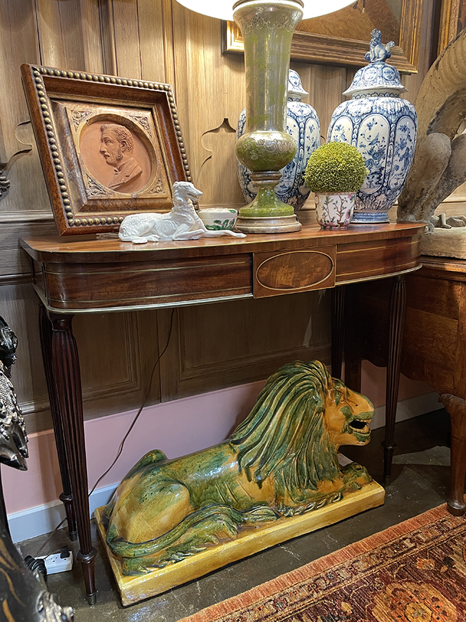 Pair of English mahogany console tables