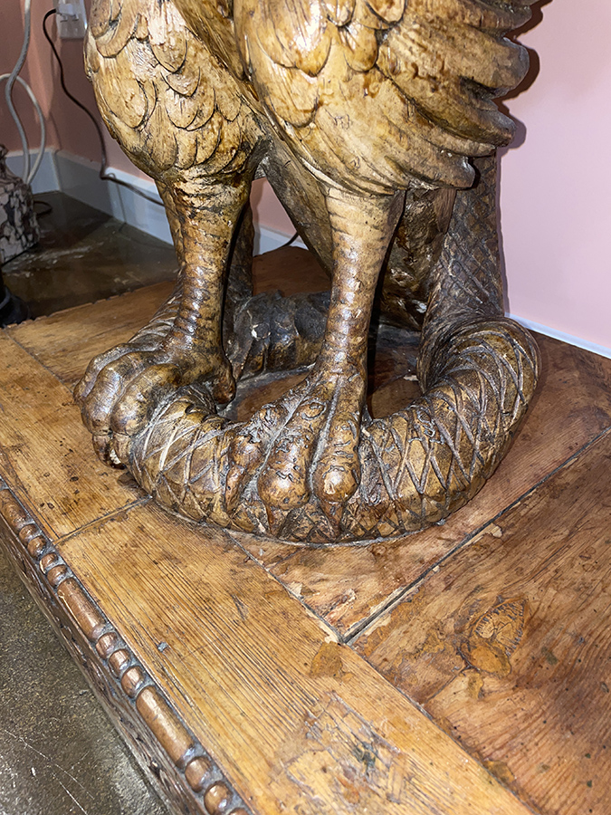 Carved wooden eagle & snake console table