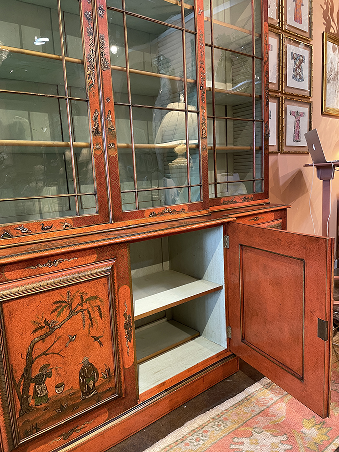 English lacquered chinoiserie breakfront