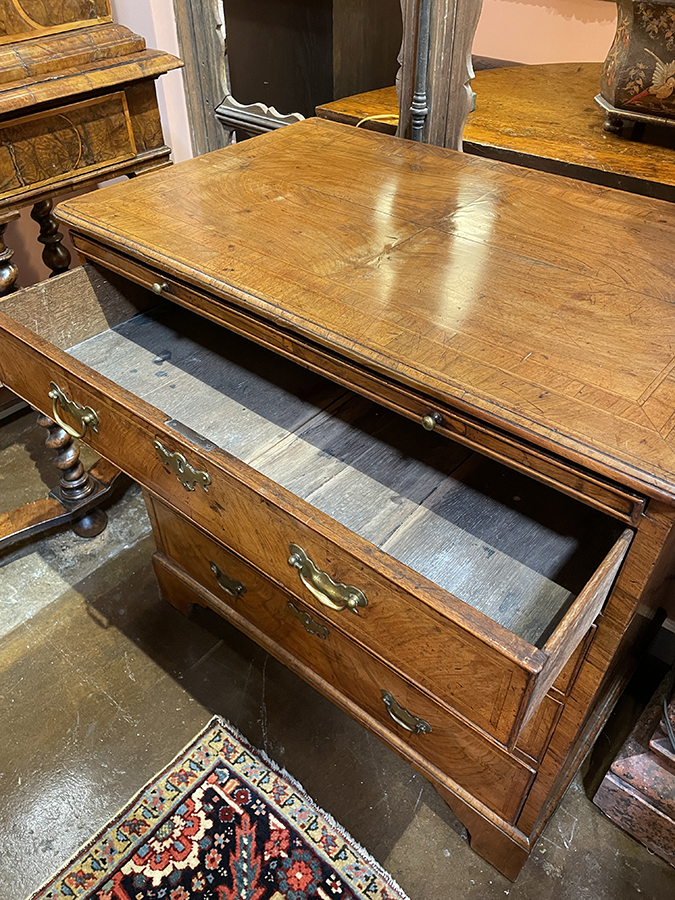 English walnut chest w/ banding 