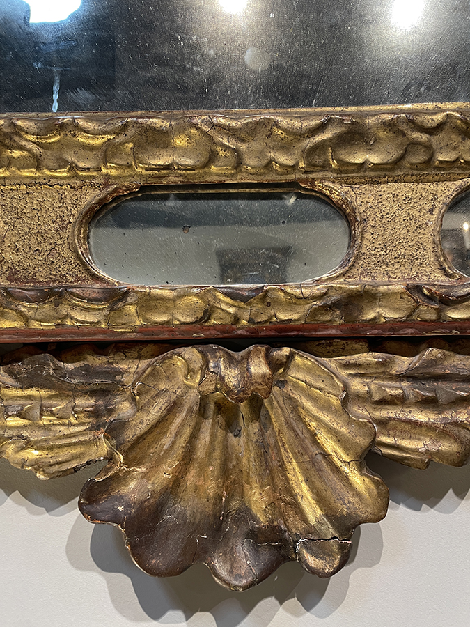 Spanish gold gilt and polychrome mirror