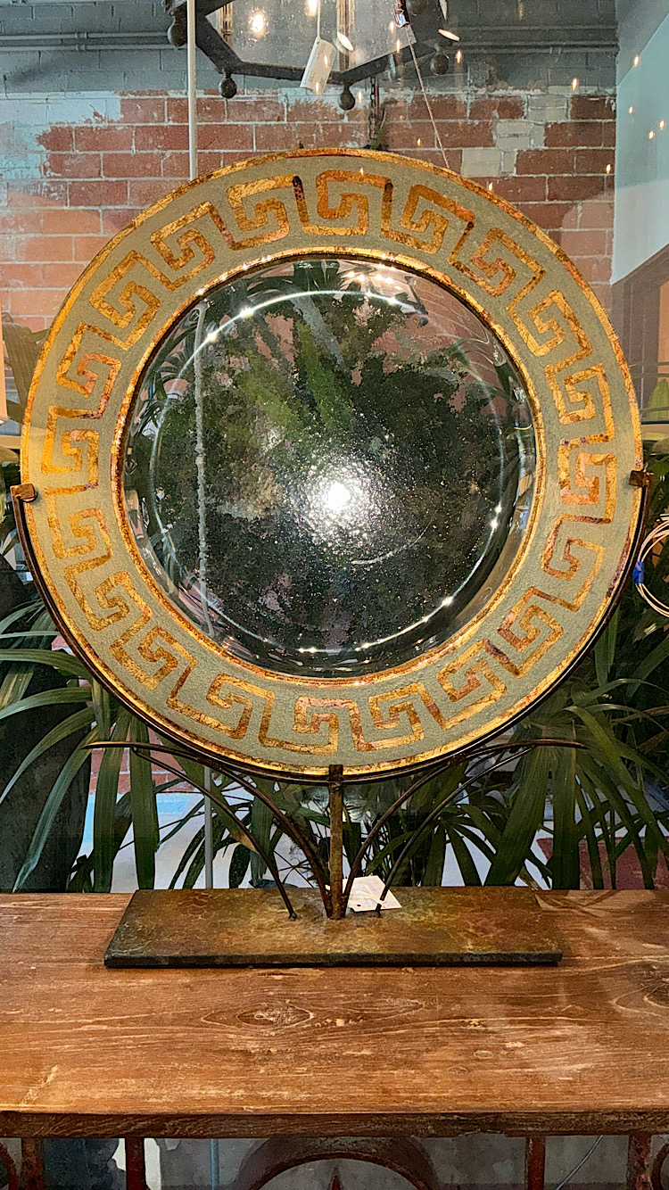 Vintage large glass charger on stand