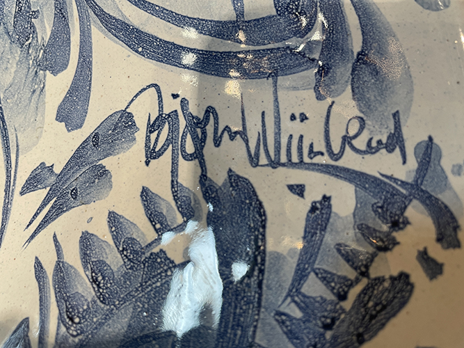 Pair of Bjorn Wiinblad blue and white wall candle sconces