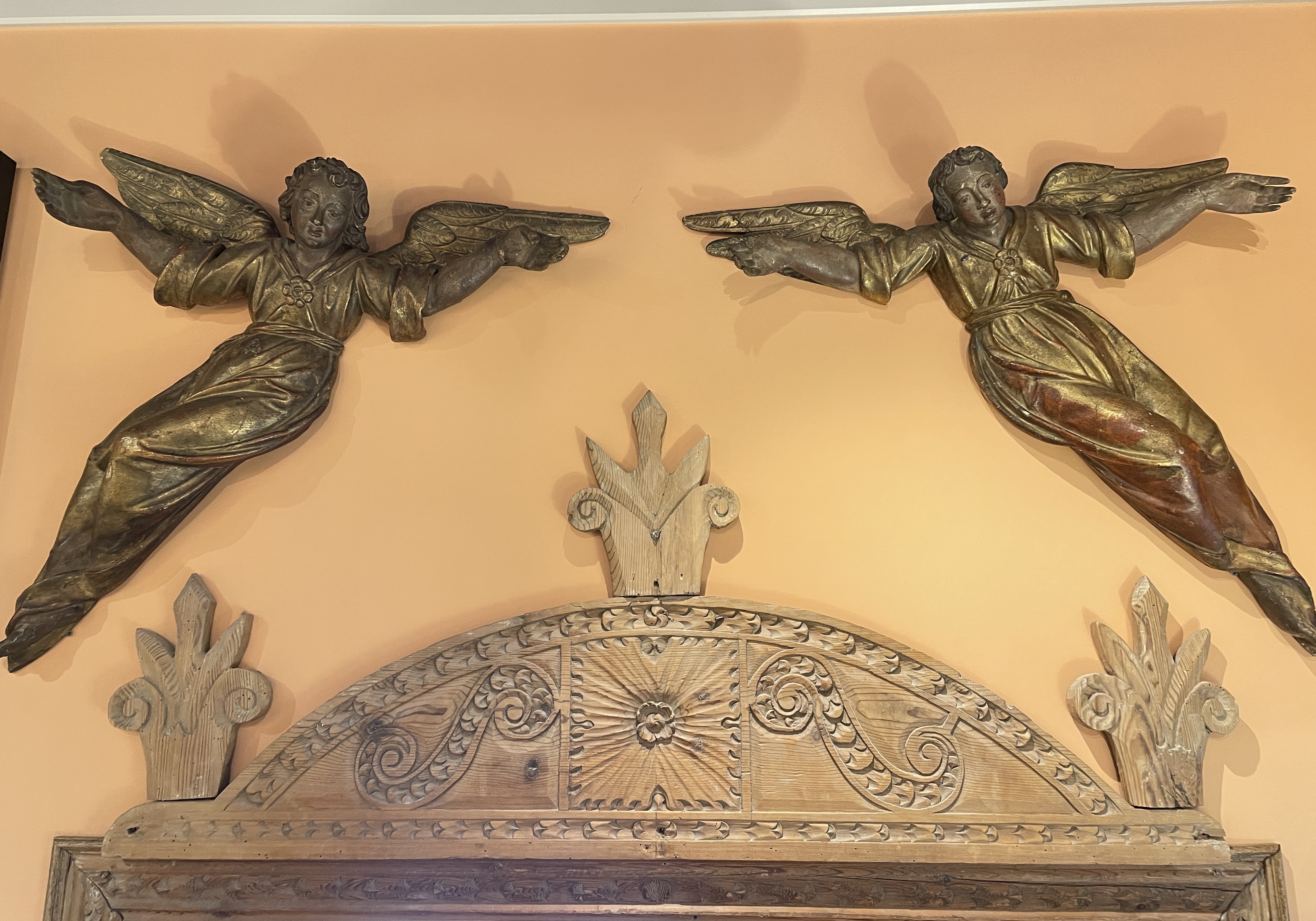 Pair of Italian carved angels