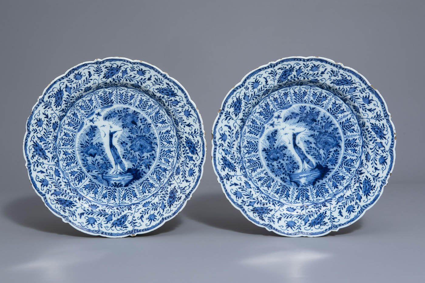 Pair of Delft chargers - bird