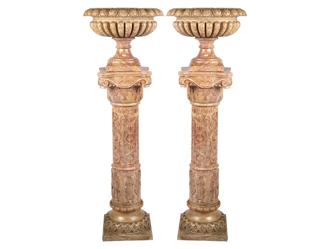 Pair of Continental marble urns