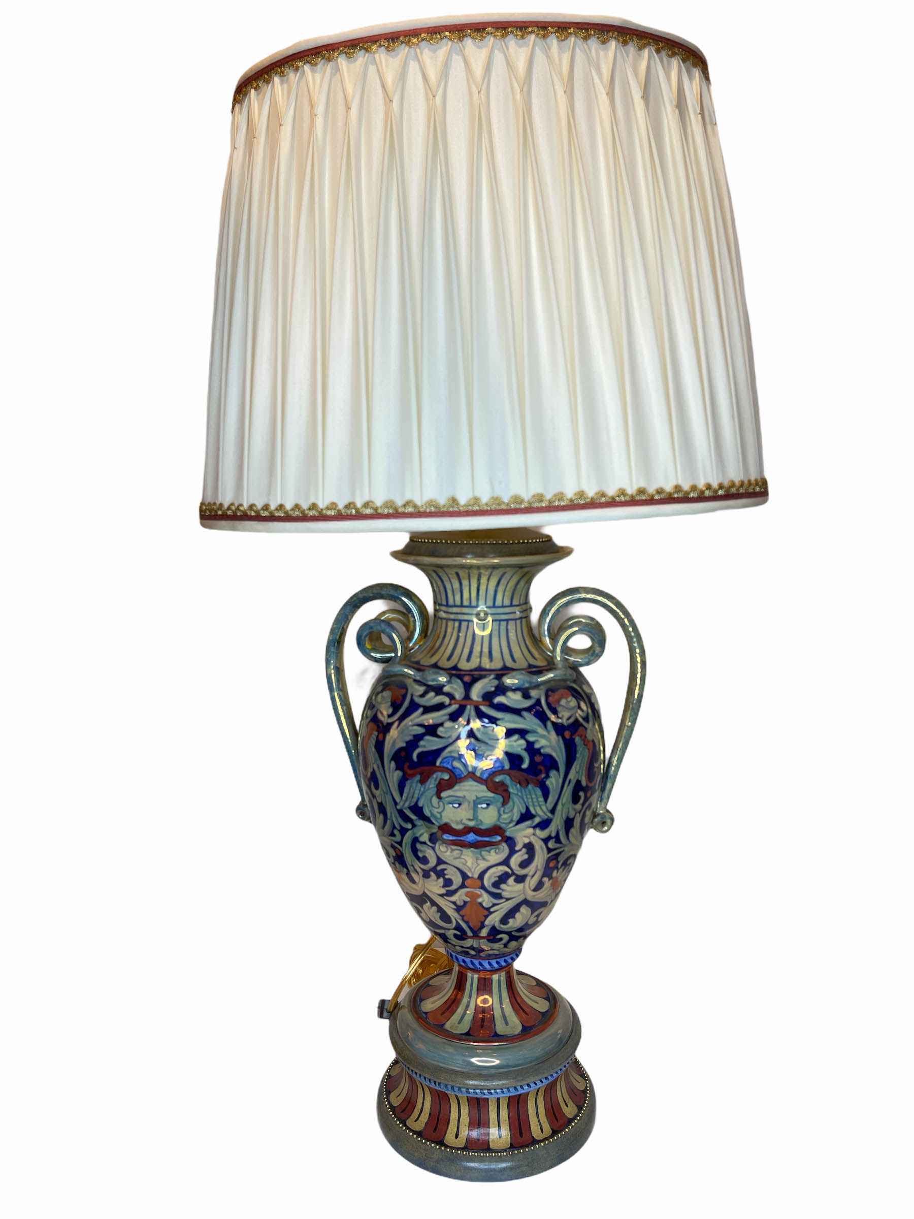 Lusterware majolica lamp