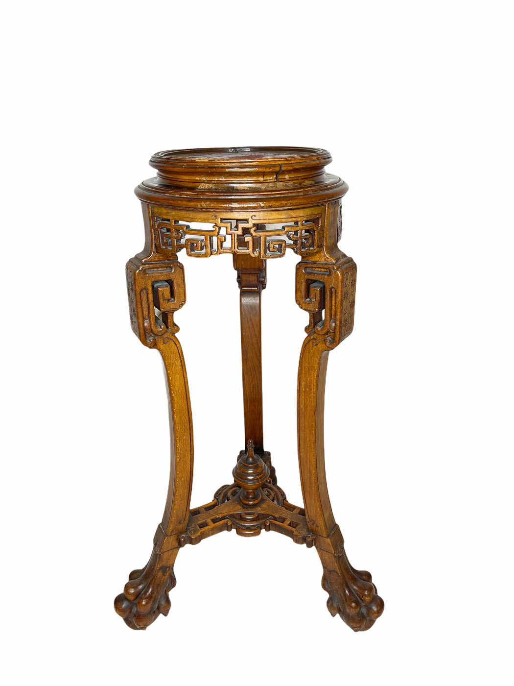 Carved wooden plant stand