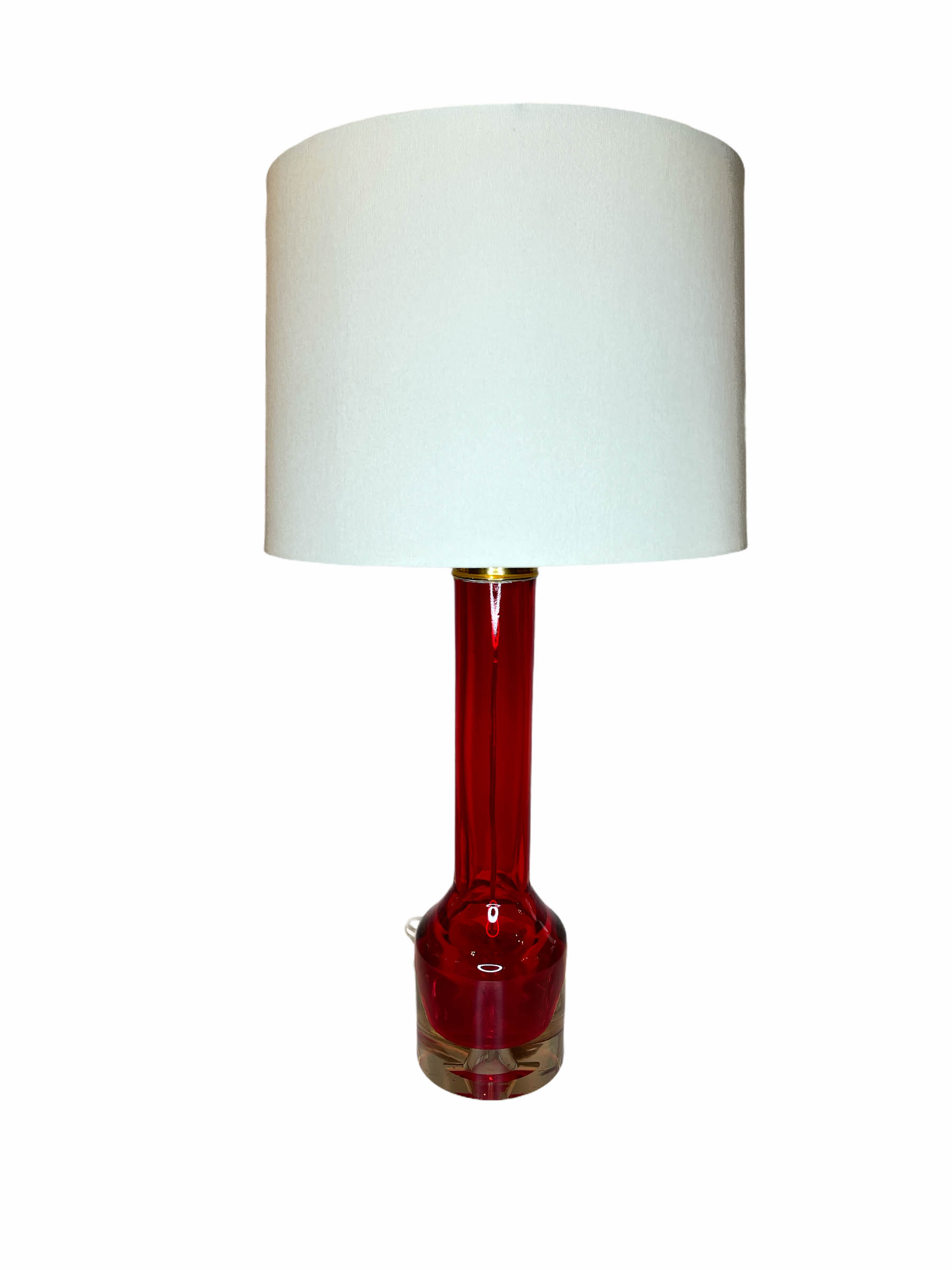 Mid century modern red art glass lamp