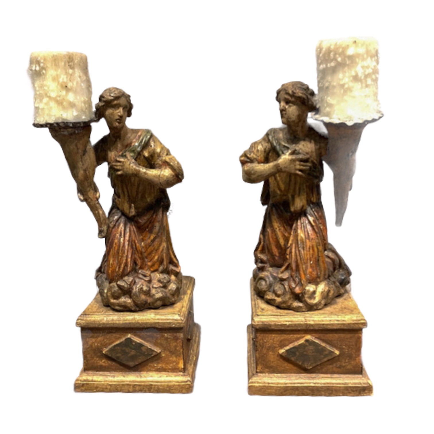 18th C pair Italian candelsticks 