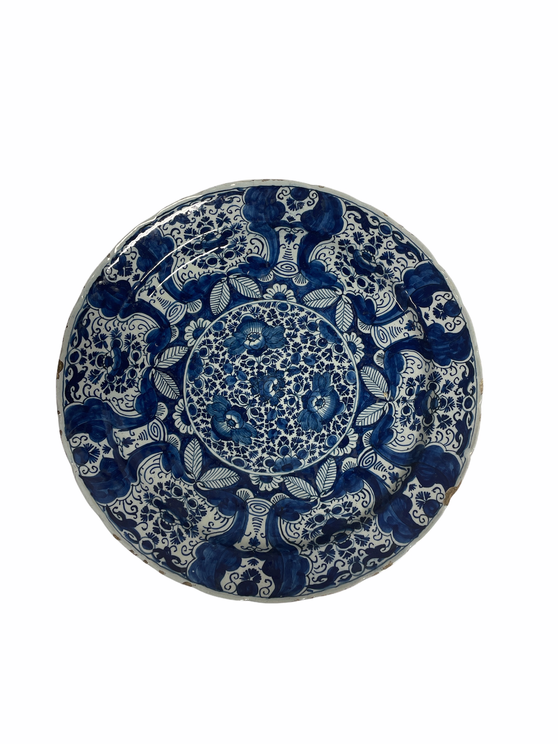 18th C Delft charger, Dutch floral design